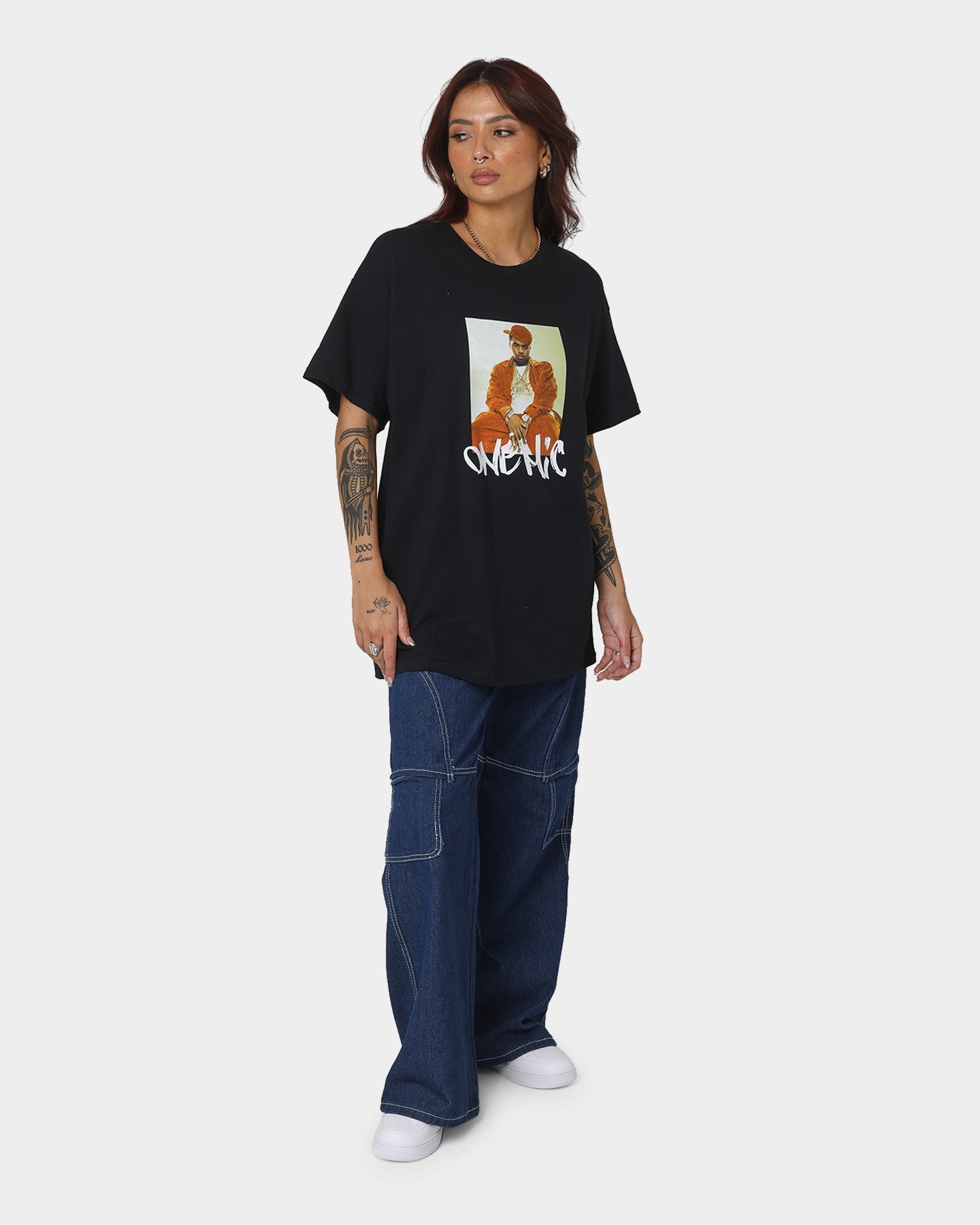 Nas One Mic T-Shirt Black Style001