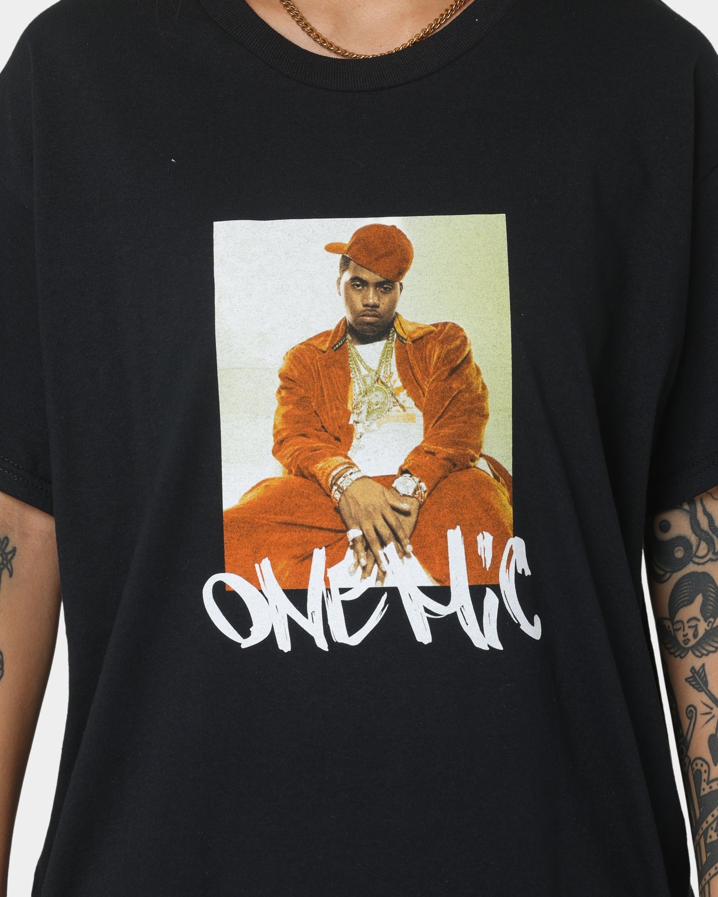 Nas One Mic T-Shirt Black Style001