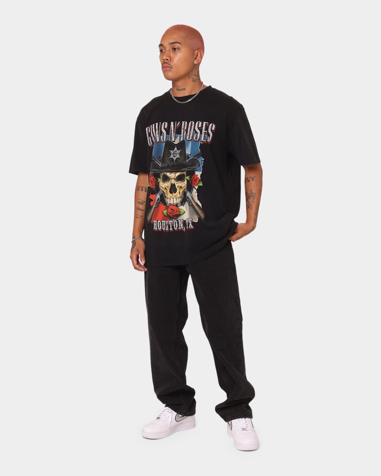 Guns N Roses Houston Skull T-Shirt Washed Black