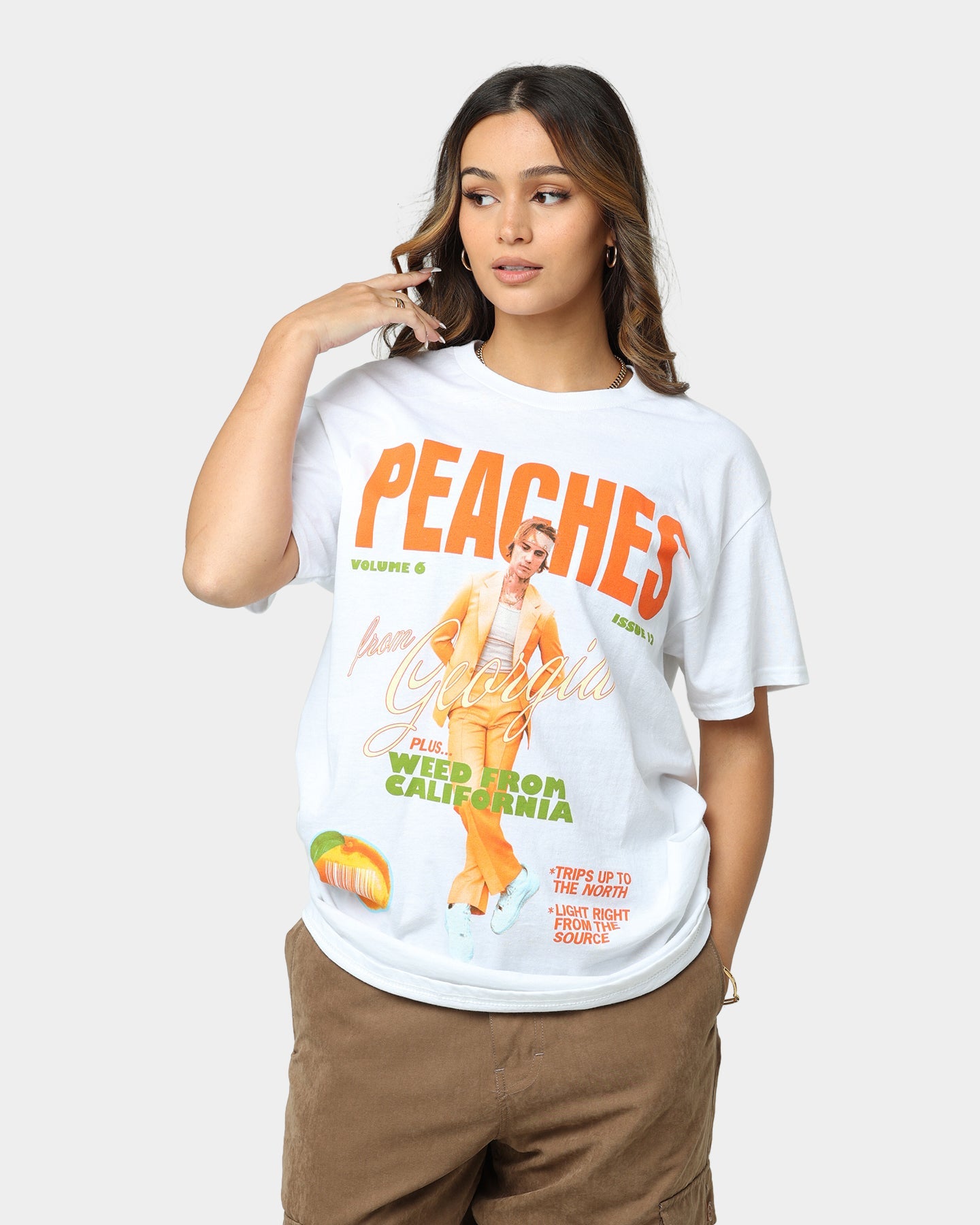 Justin Bieber Peaches T-Shirt White Style001