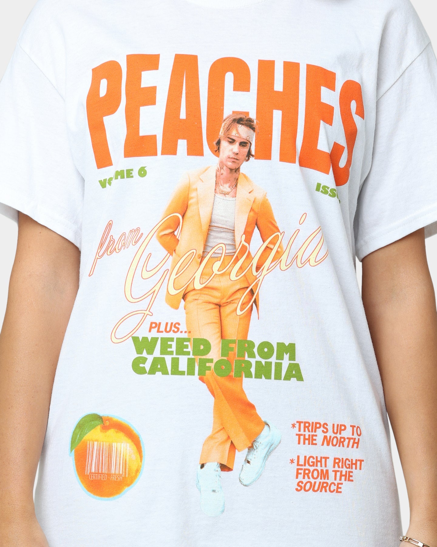 Justin Bieber Peaches T-Shirt White Style001