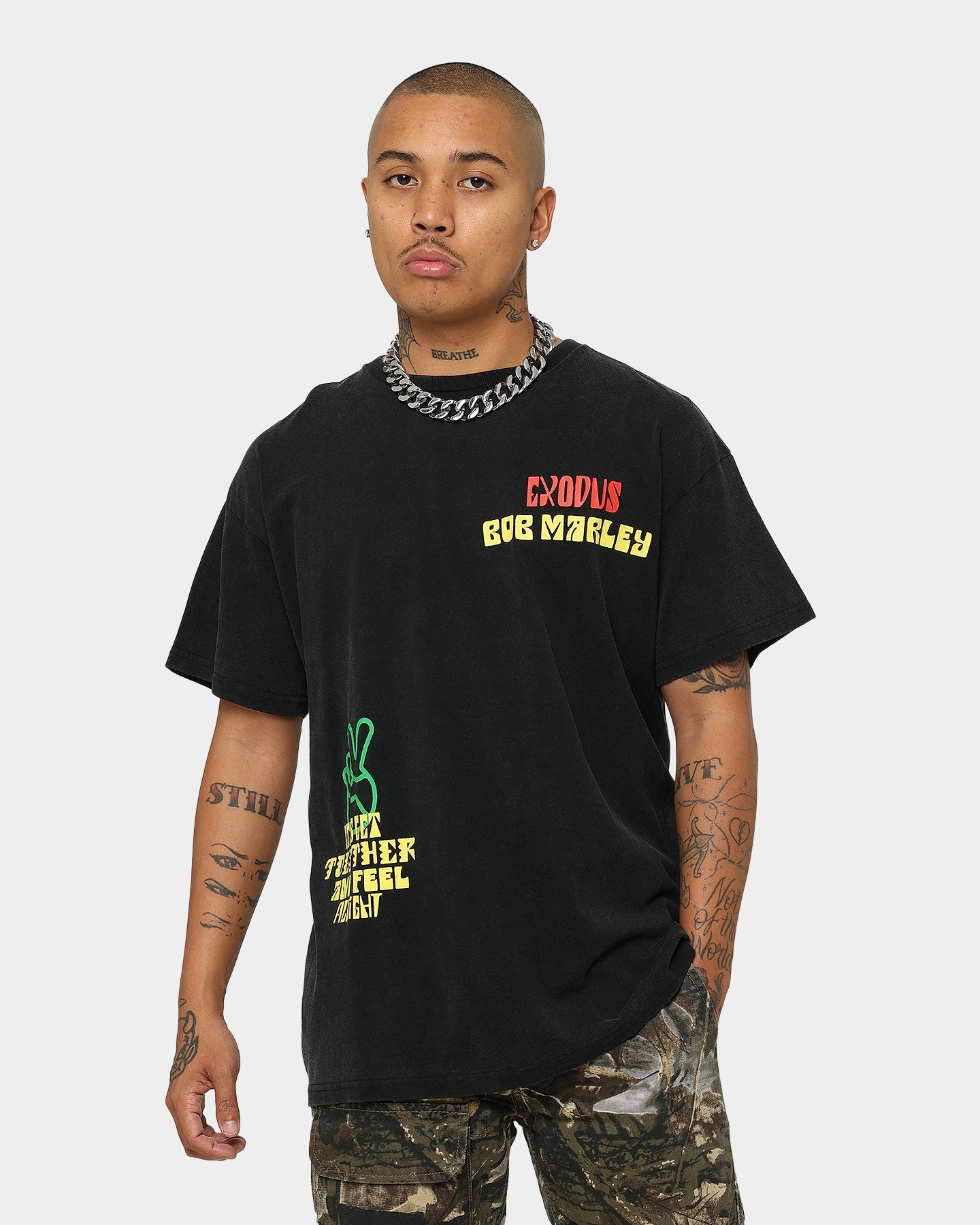 Bob Marley One Love One Heart Vintage T-Shirt Washed Black