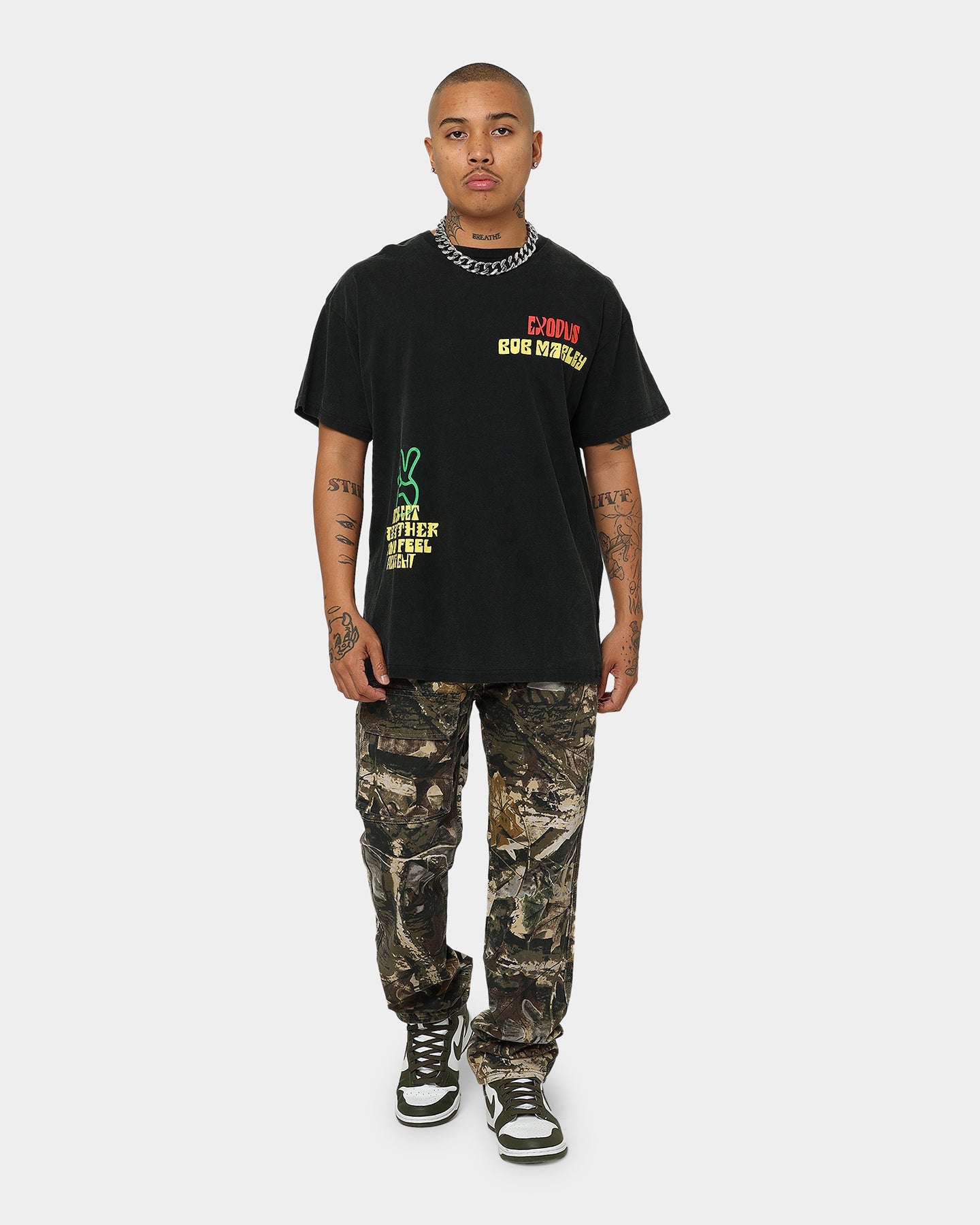 Bob Marley One Love One Heart Vintage T-Shirt Washed Black