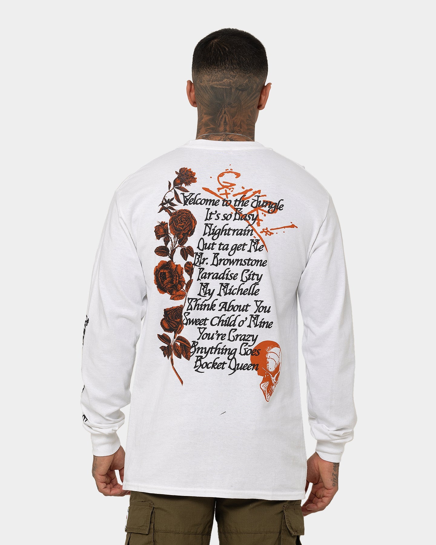 Guns n Roses Pistol Track Long Sleeve T-Shirt White