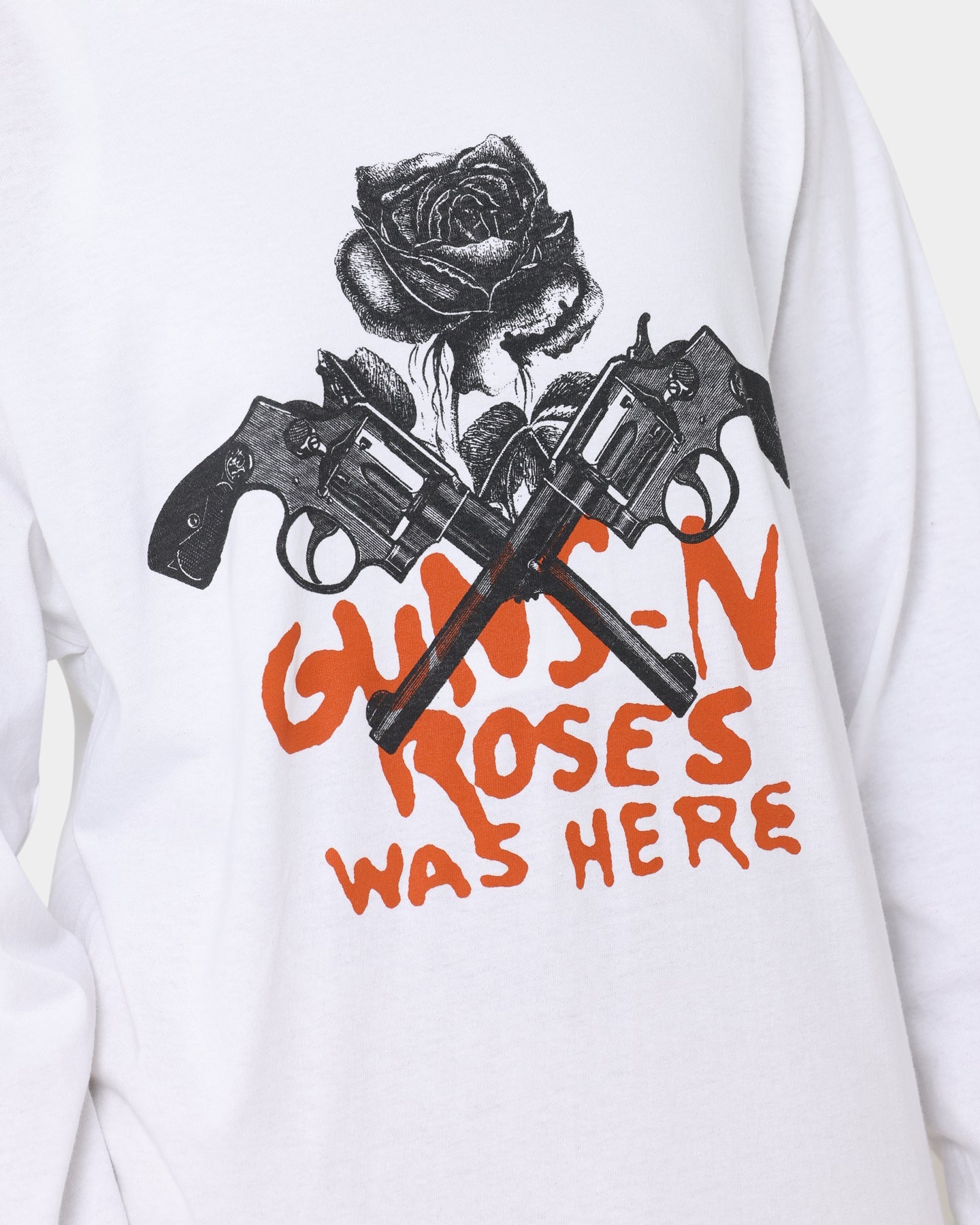 Guns n Roses Pistol Track Long Sleeve T-Shirt White Style001