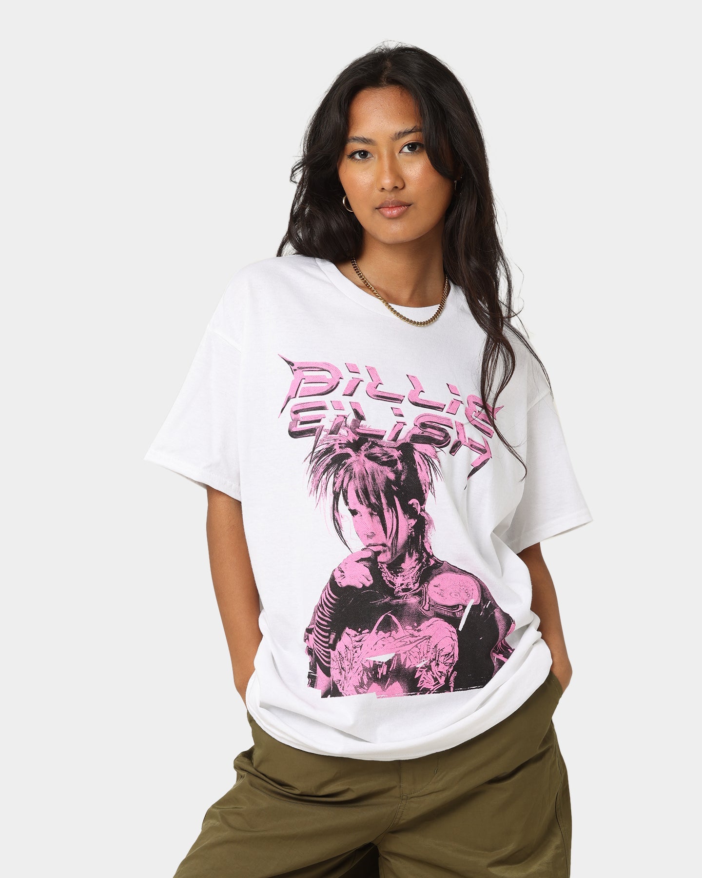 Billie Eilish Illustration T-Shirt White Style001