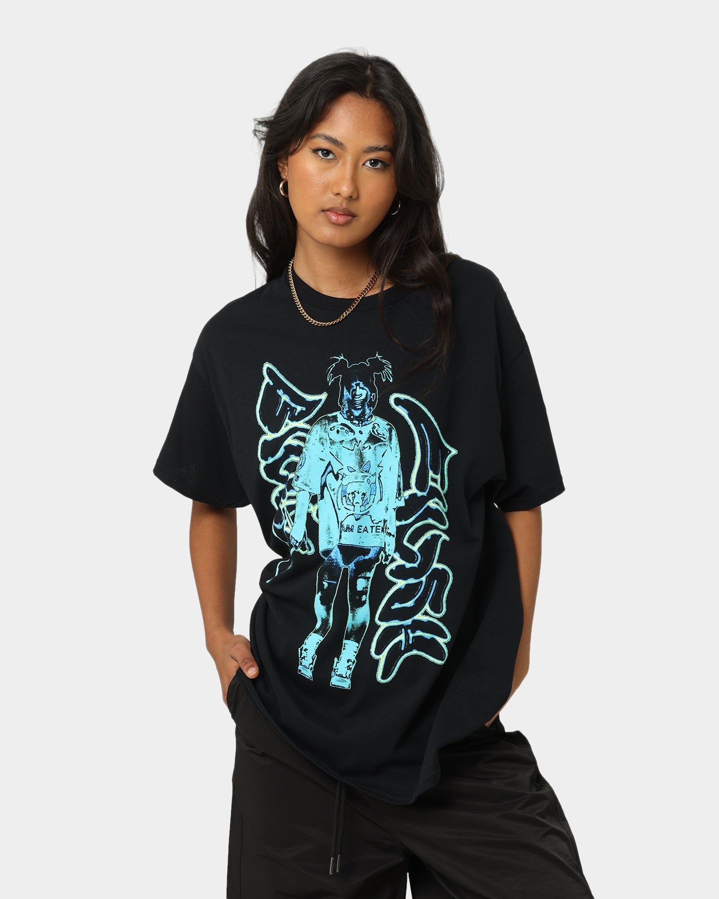 Billie Eilish Neon Graffiti T-Shirt Black Style001