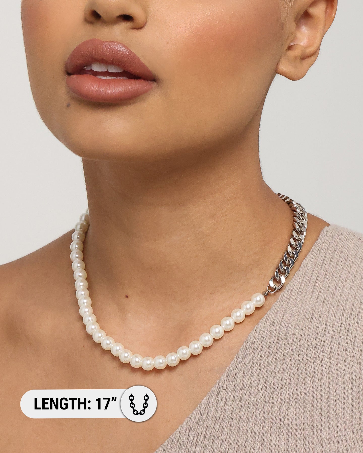 Infra Cuban Split Pearl Chain Stainless Steel Style001