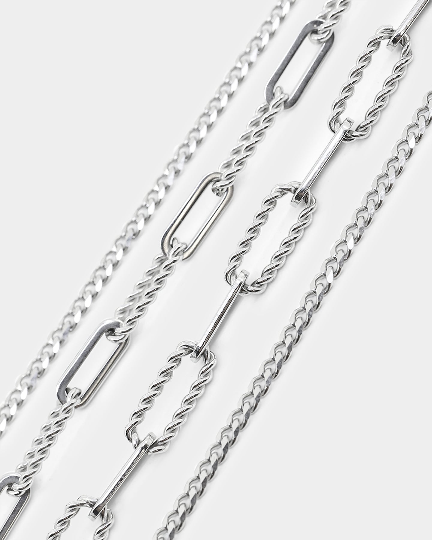Cable And Diamond Cut Chain Set Stainless Steel
