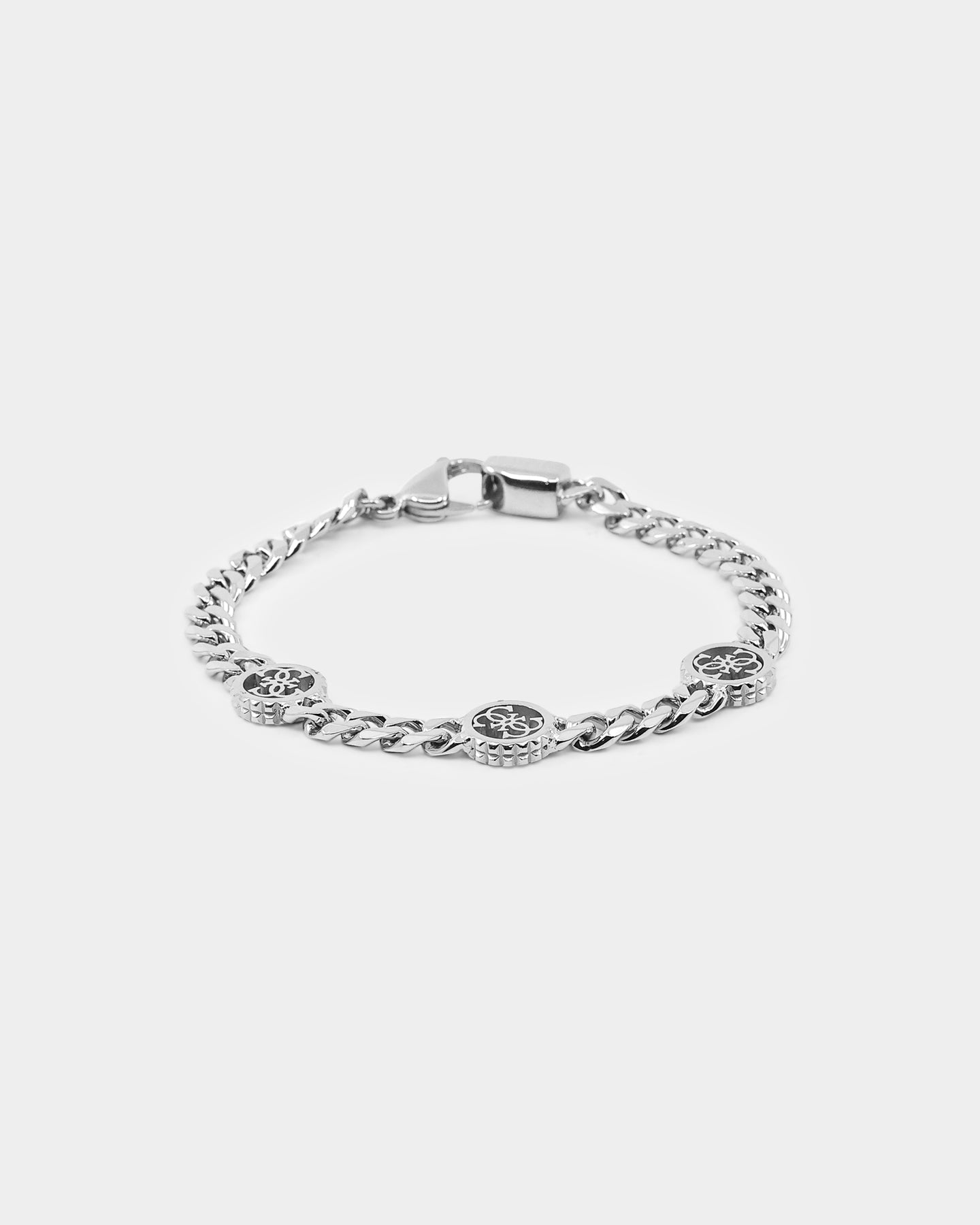 Guess Mainline Log-In 11mm Triple 4G Curb Chain Bracelet Steel Style001