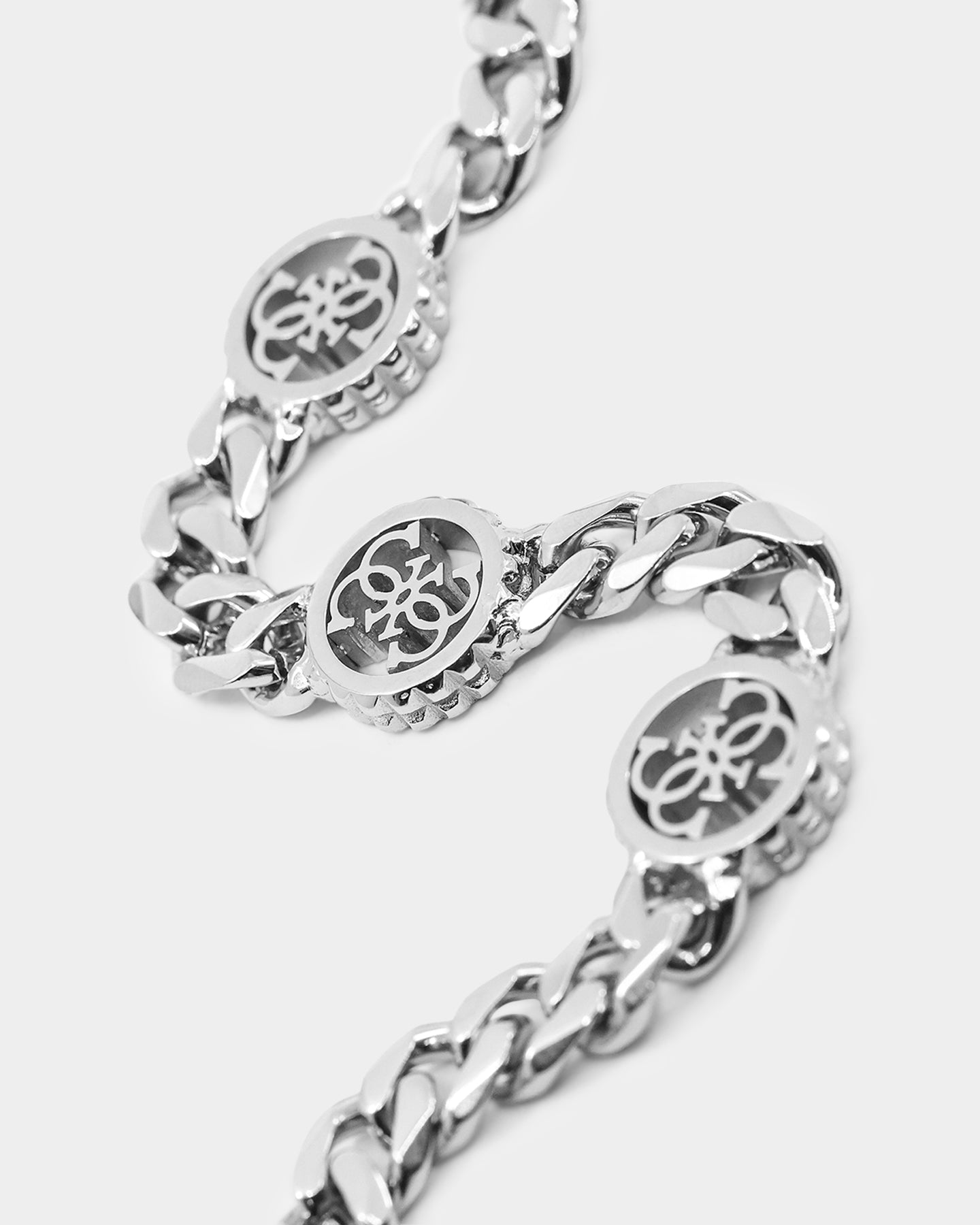 Guess Mainline Log-In 11mm Triple 4G Curb Chain Bracelet Steel Style001