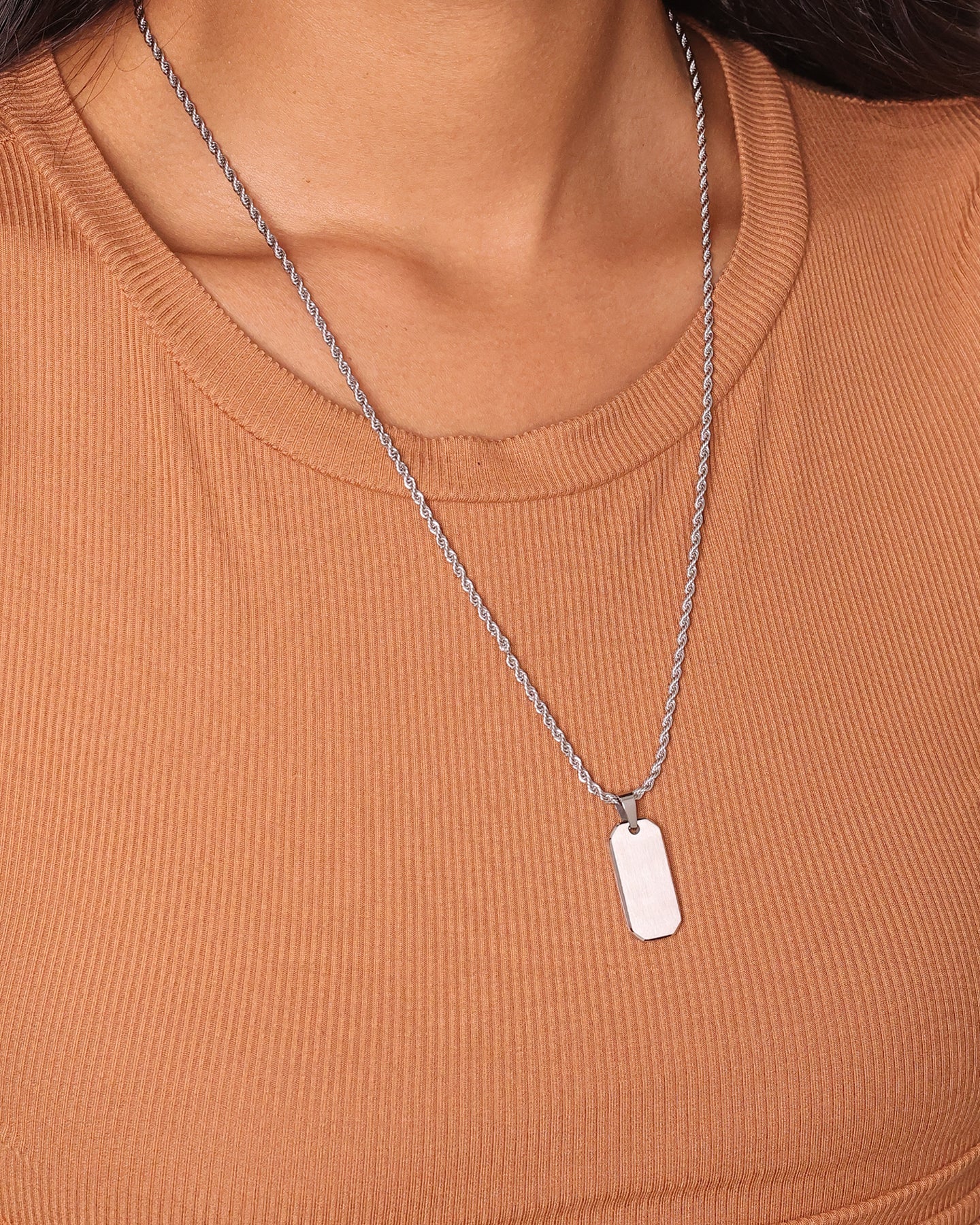 INFRA Tab Pendant Necklace Stainless Steel Style001
