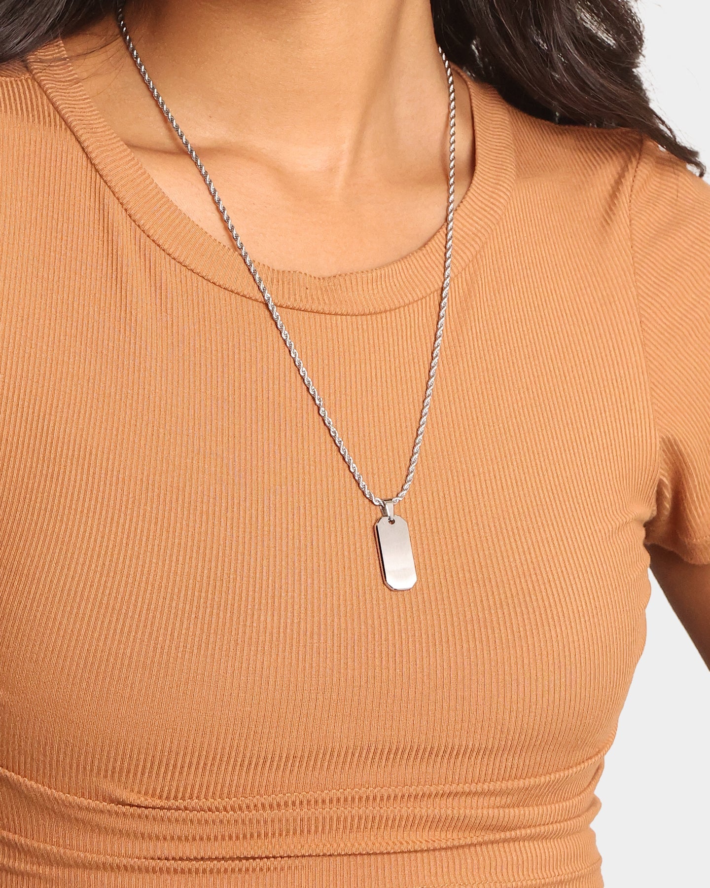 INFRA Tab Pendant Necklace Stainless Steel Style001