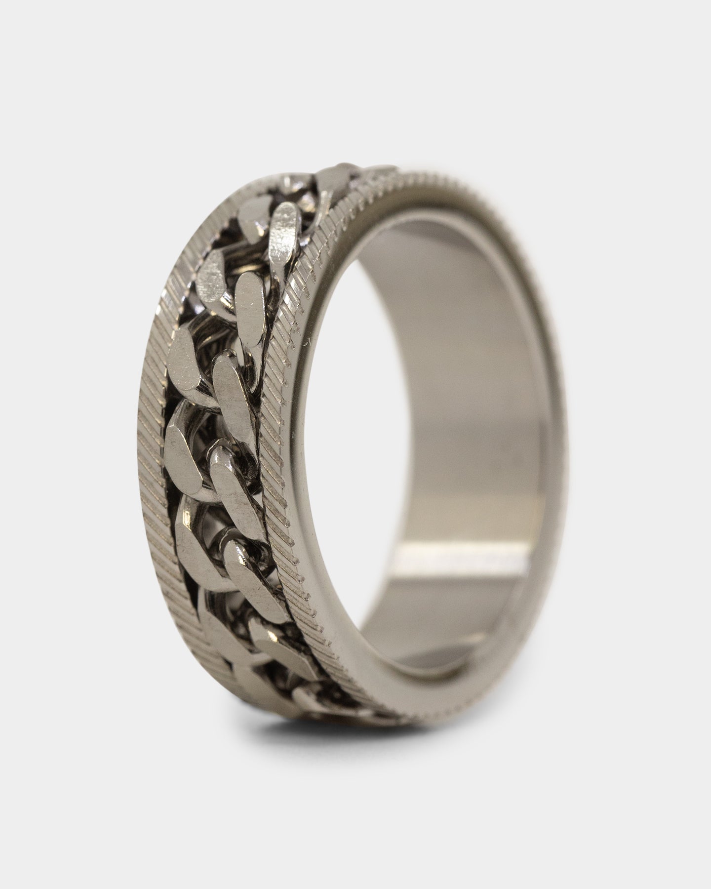 Loiter Serrated Cuban Ring Stainless Steel