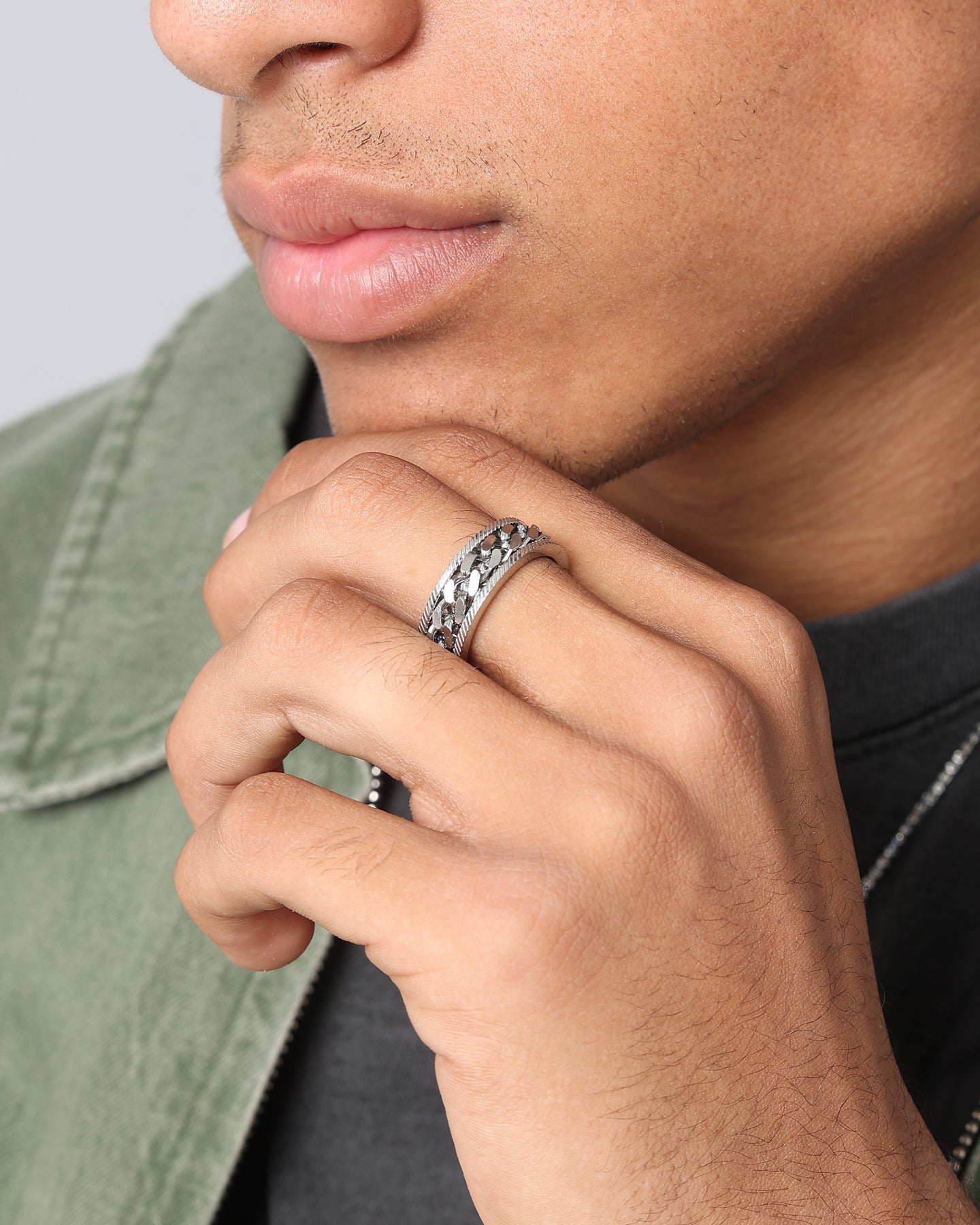 Loiter Serrated Cuban Ring Stainless Steel