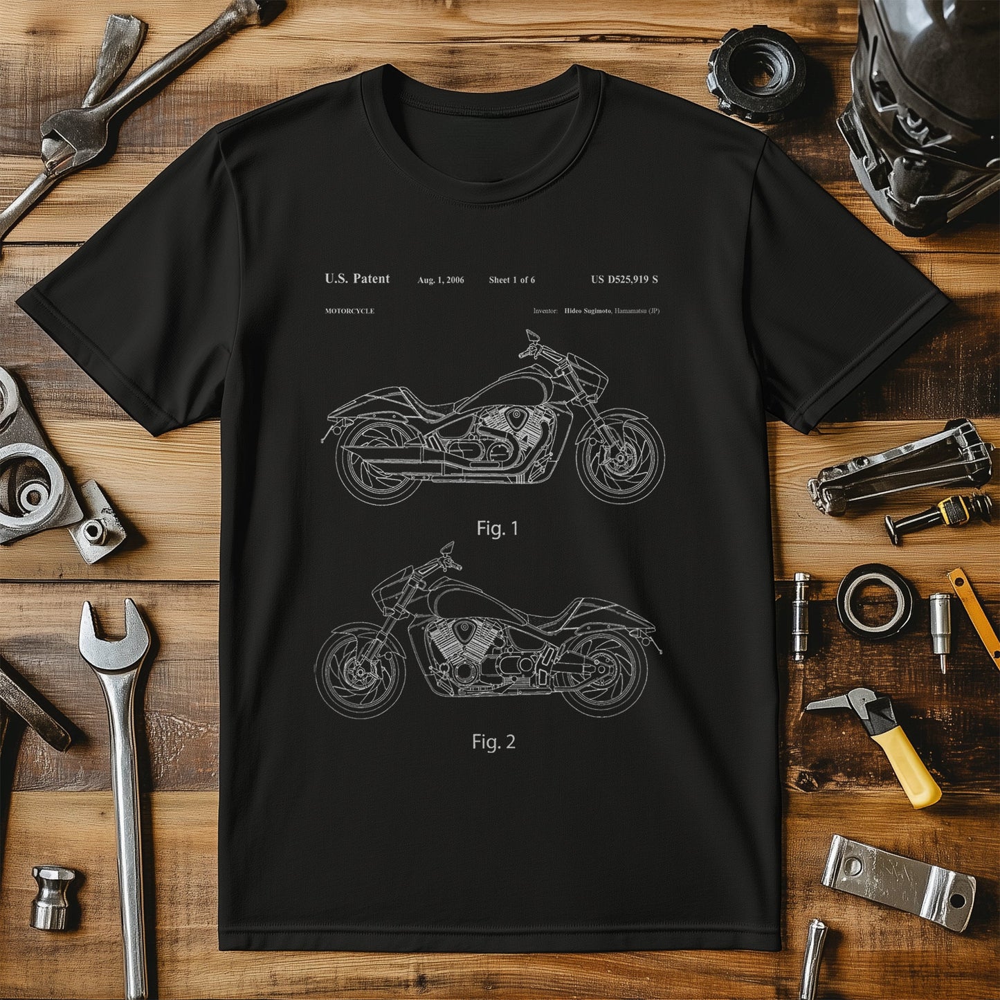 Motorcycle Patent Blueprint T-Shirt