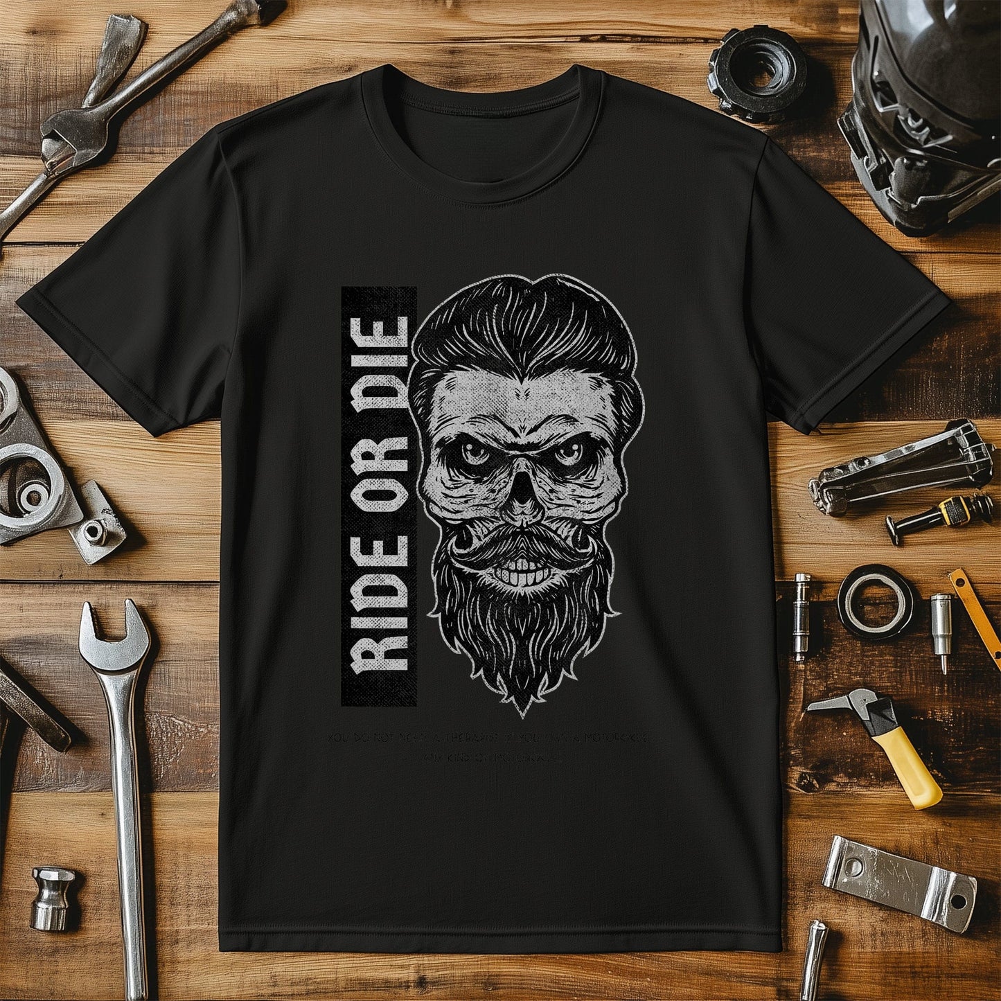 Cool Bearded Skull Bikers T-Shirt -