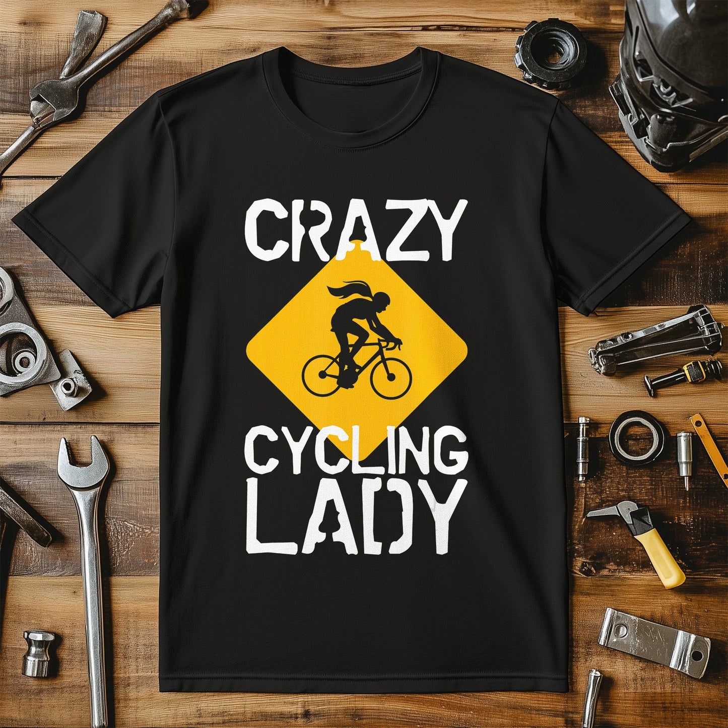 Crazy Cycling Lady T-Shirt