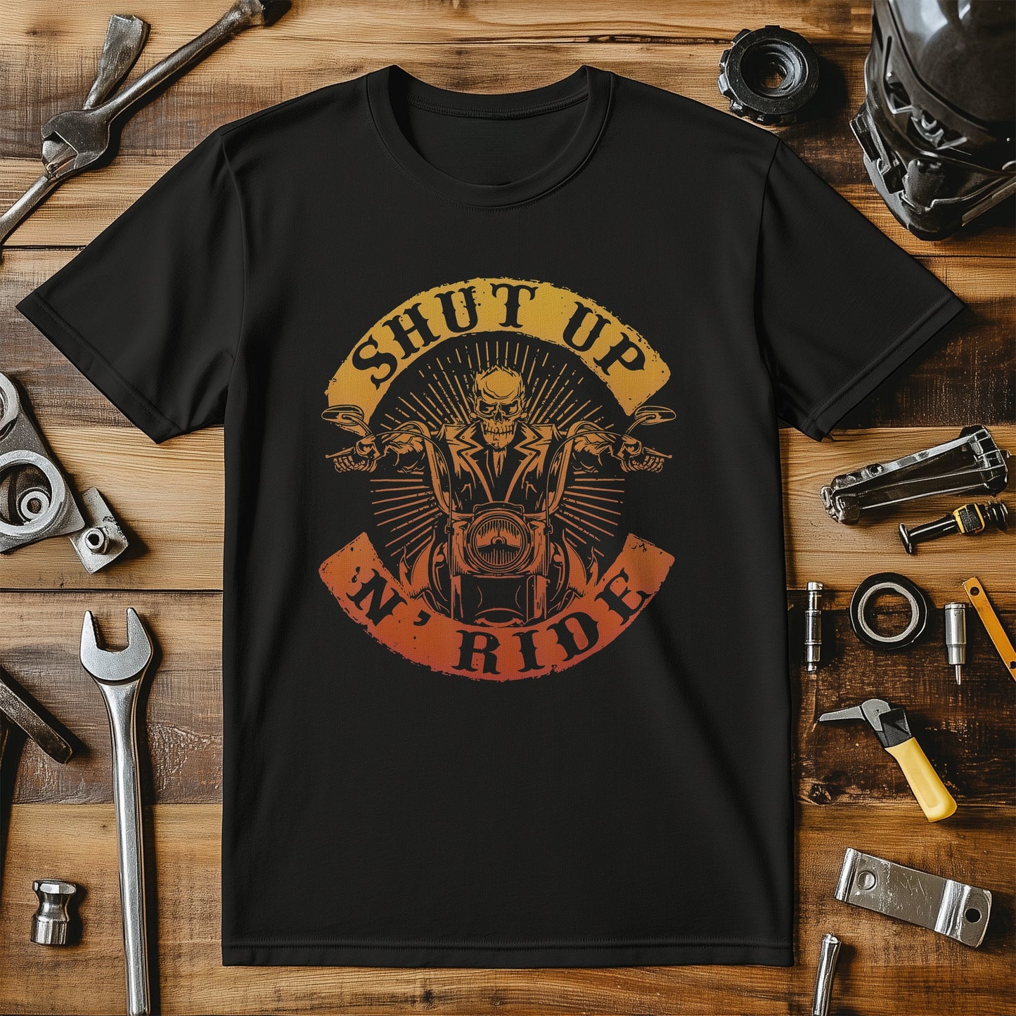 Shut Up N Ride Skeleton Biker T-shirt
