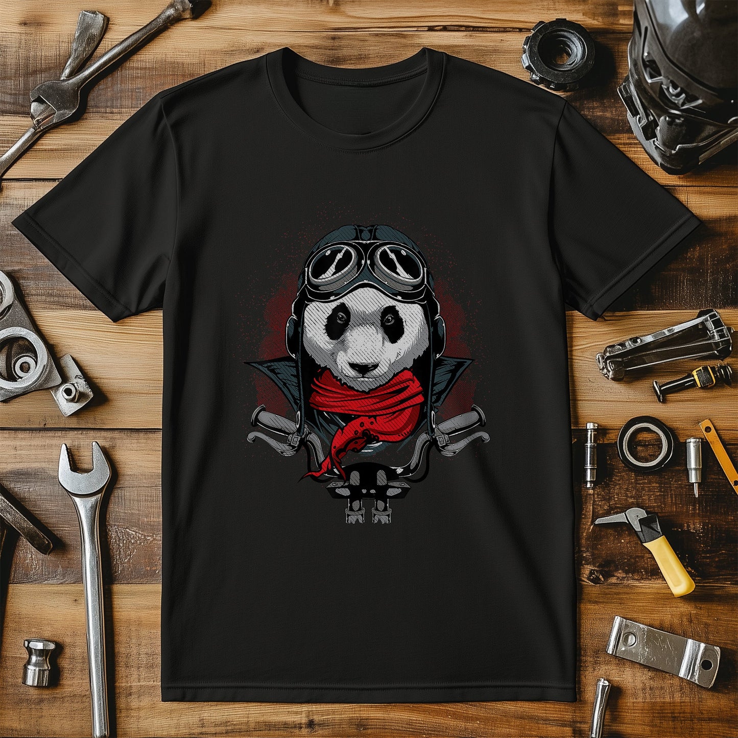 Panda Motorcycle Biker T-Shirt -