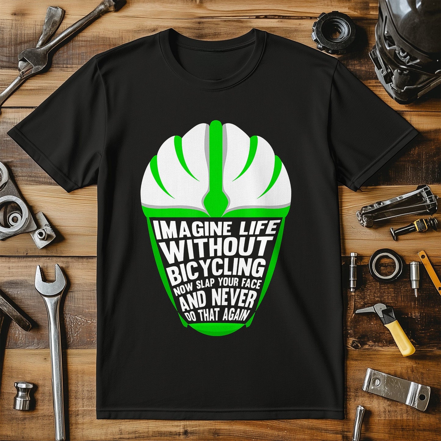 Cycling (185) T-Shirt - Helmet-Happy