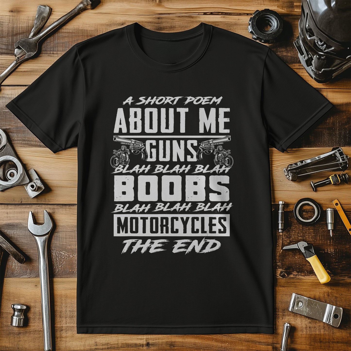 Men's Short Poem T-Shirt: Guns,