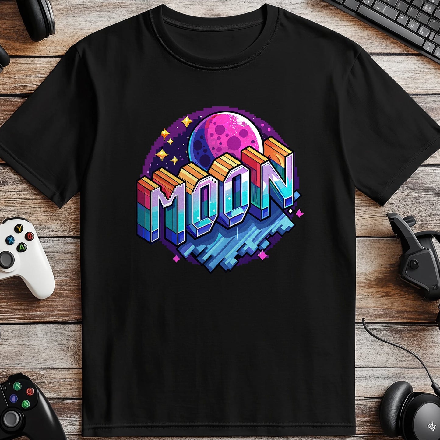 Pixel 20 T-shirt  Retro Pixelated Moon
