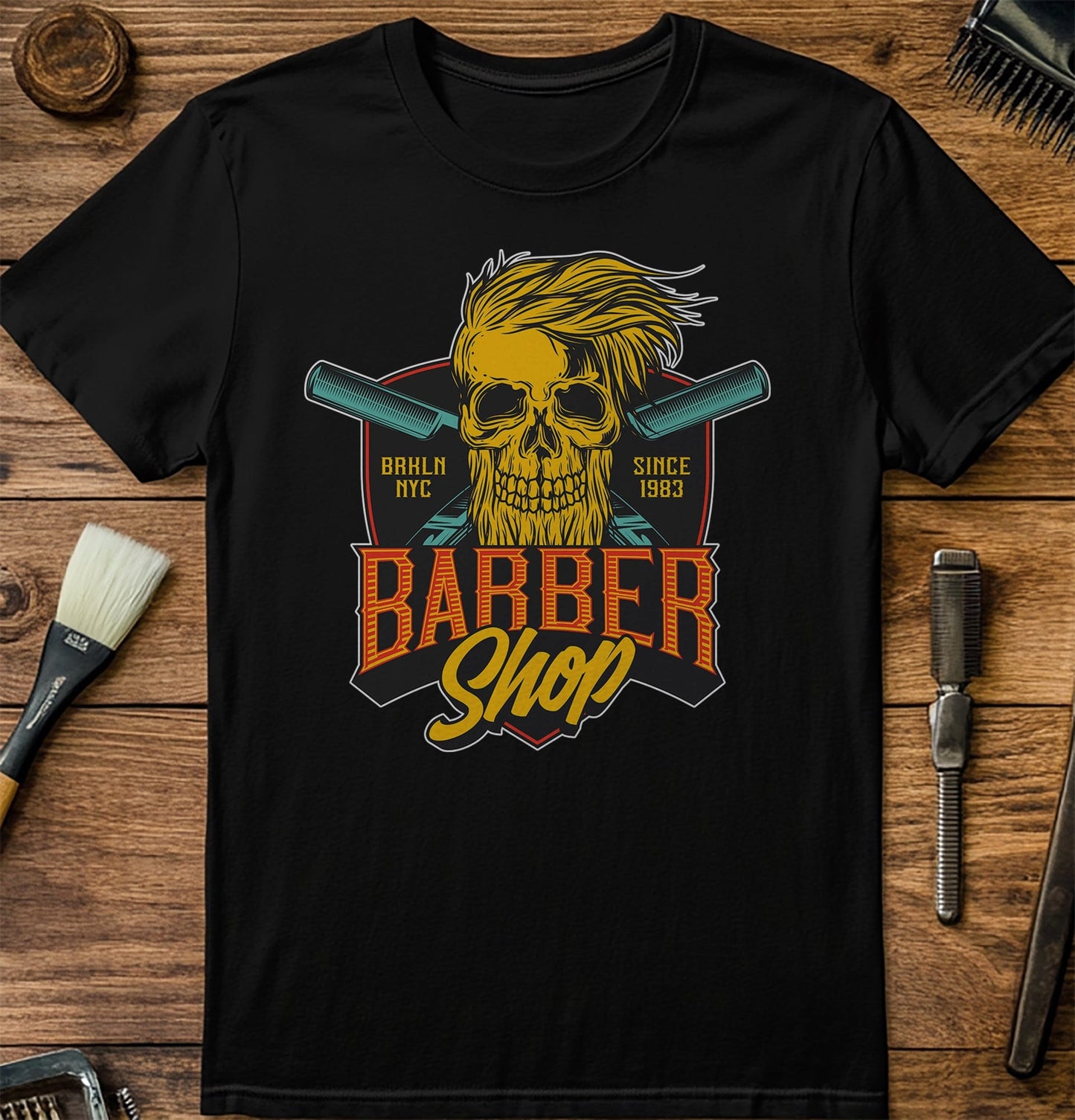Classic Barbershop Skull T-Shirt