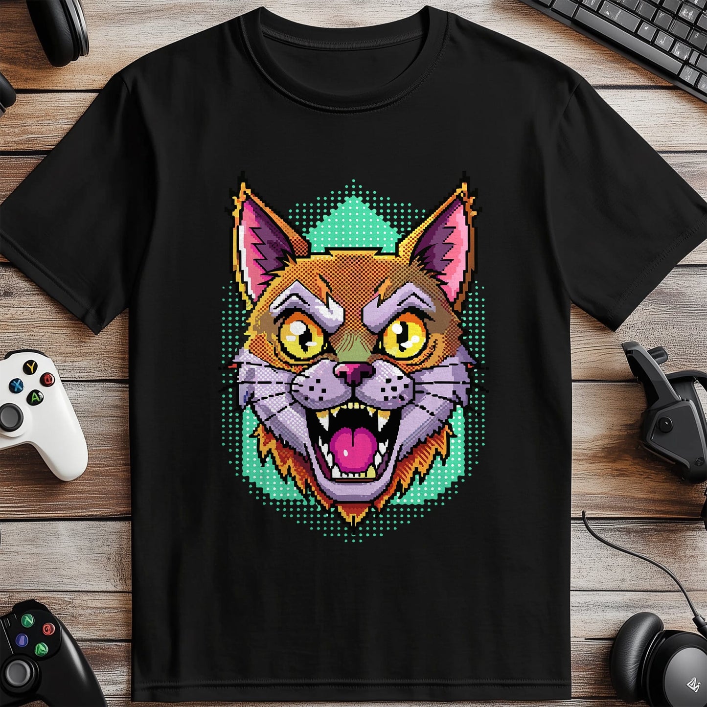 Pixel 89 Angry Cat T-shirt