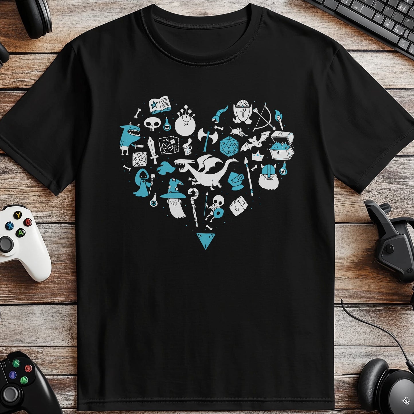 I Love Gaming Heart-Shaped T-Shirt