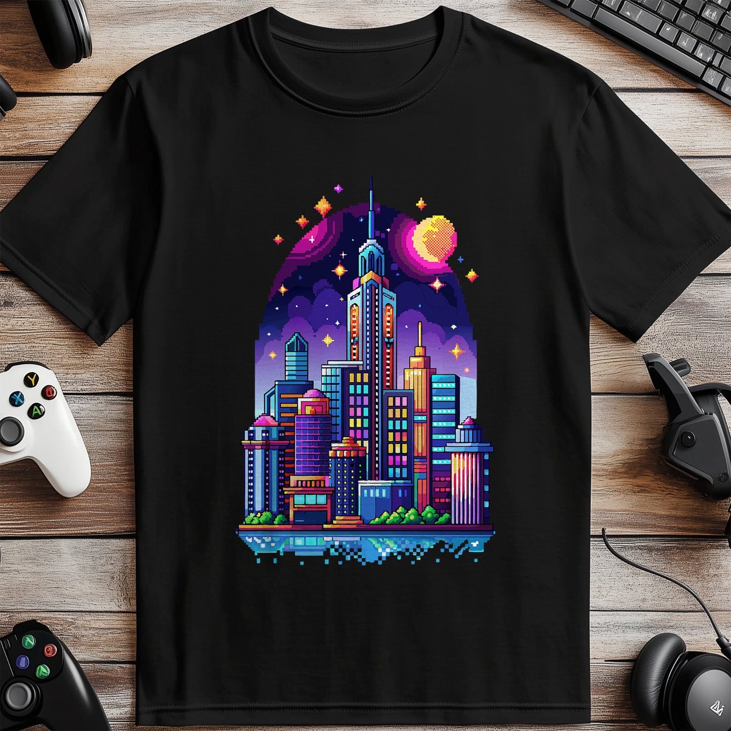 Pixel 2 T-shirt  Pixelated Skyline