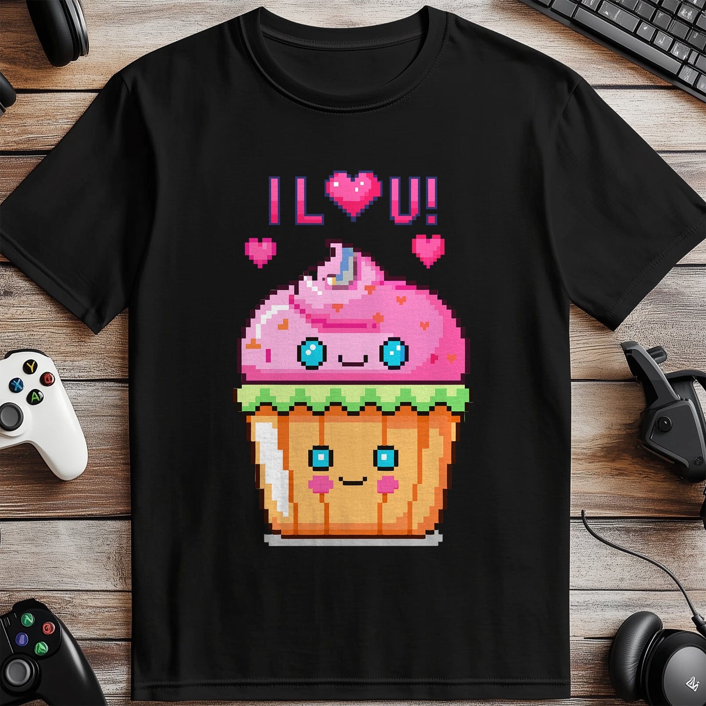 Pixel 64 I Love You Cupcake T-shirt