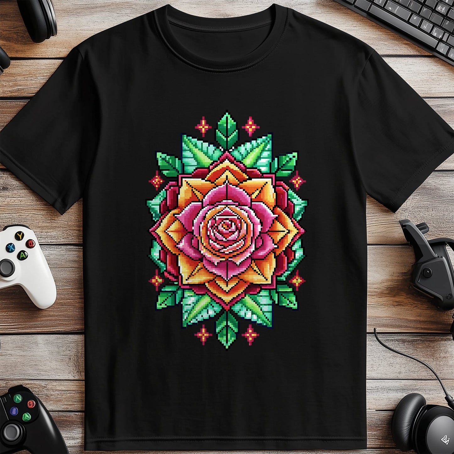 Pixel 66 T-shirt - Where Roses Meet Pixels!