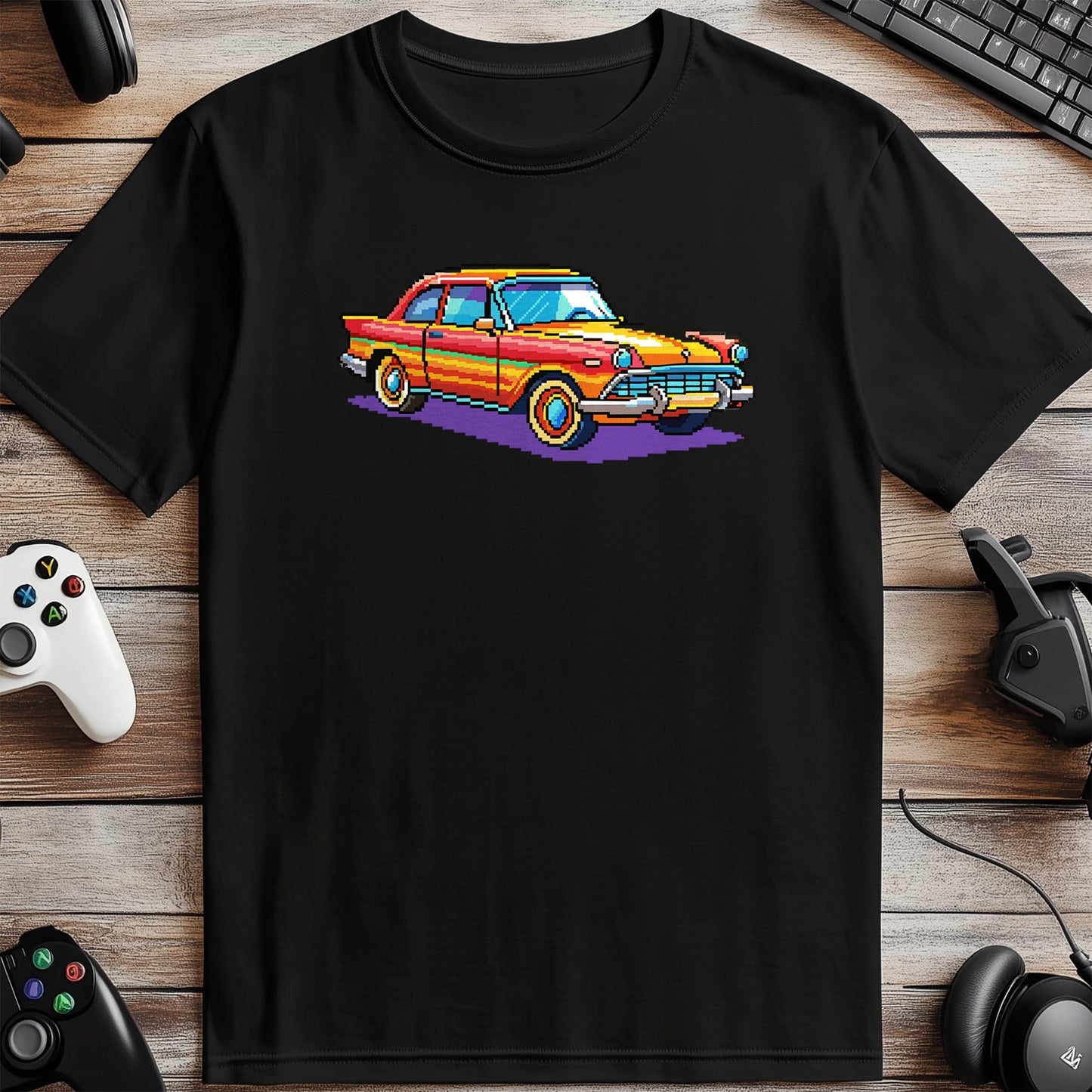 Pixel 39 Retro Car T-Shirt Road trip