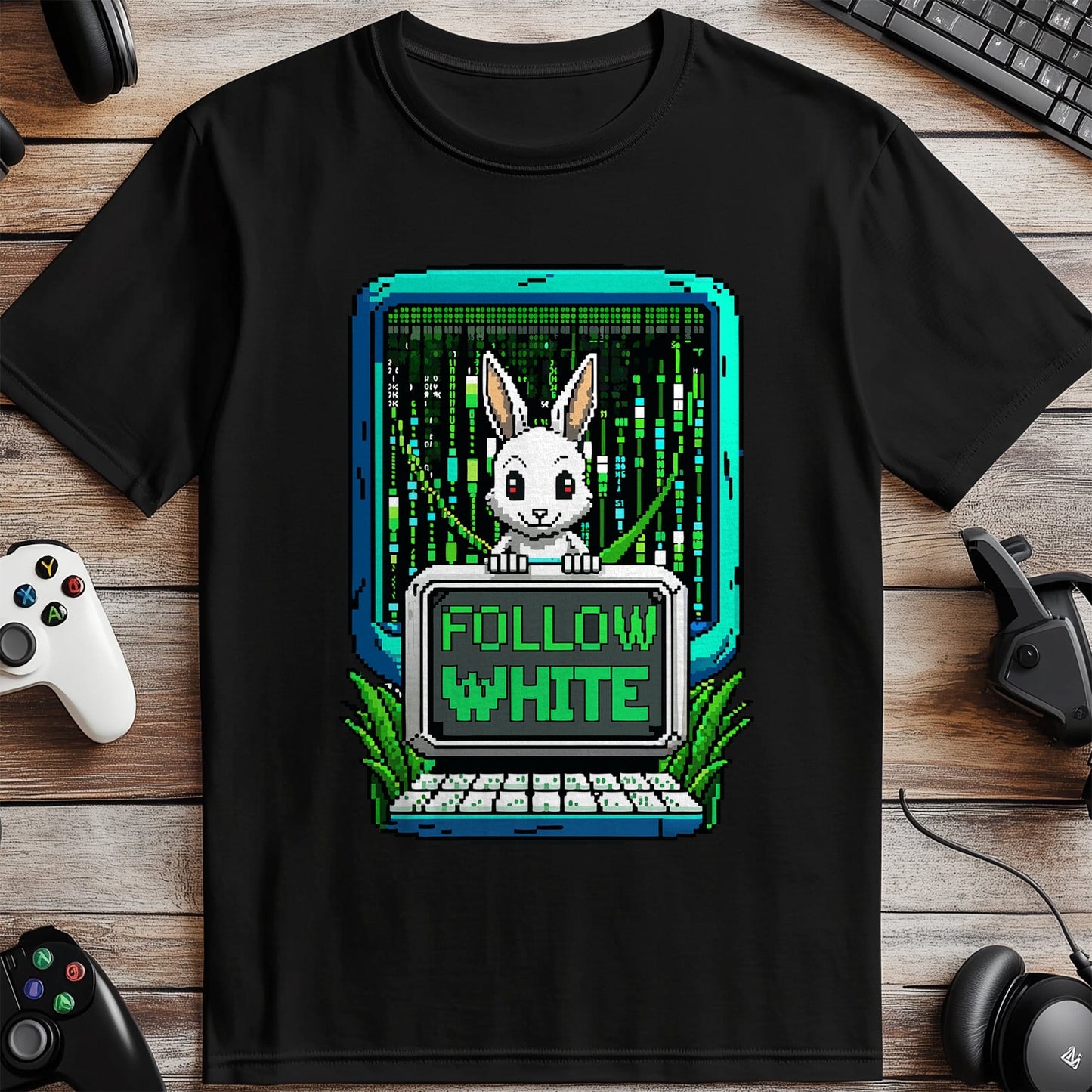 Pixel 25 T-Shirt: Hilarious Rabbit on a Computer