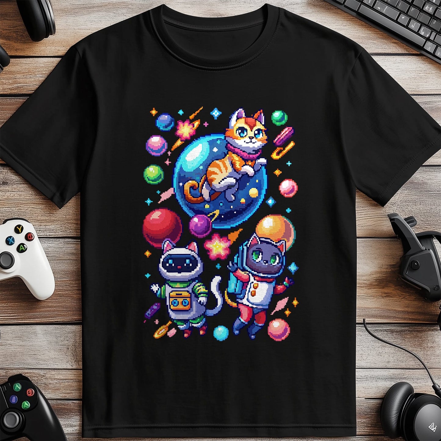 Pixel 40 Cat in Space t-shirt