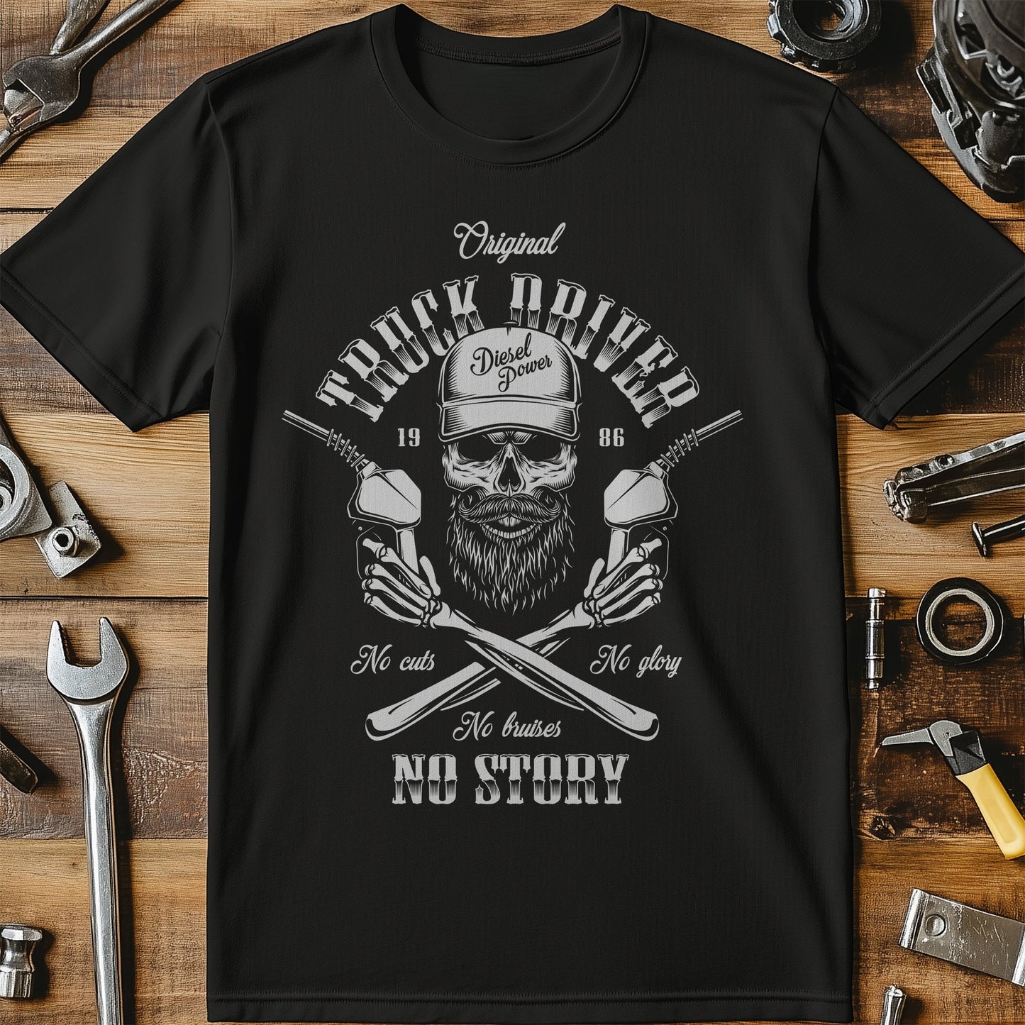 Original Truck Driver Skull Beard T-shirt