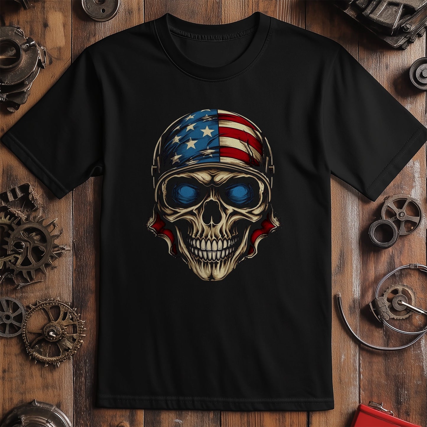 USA Biker Skull T-Shirt - Unleash