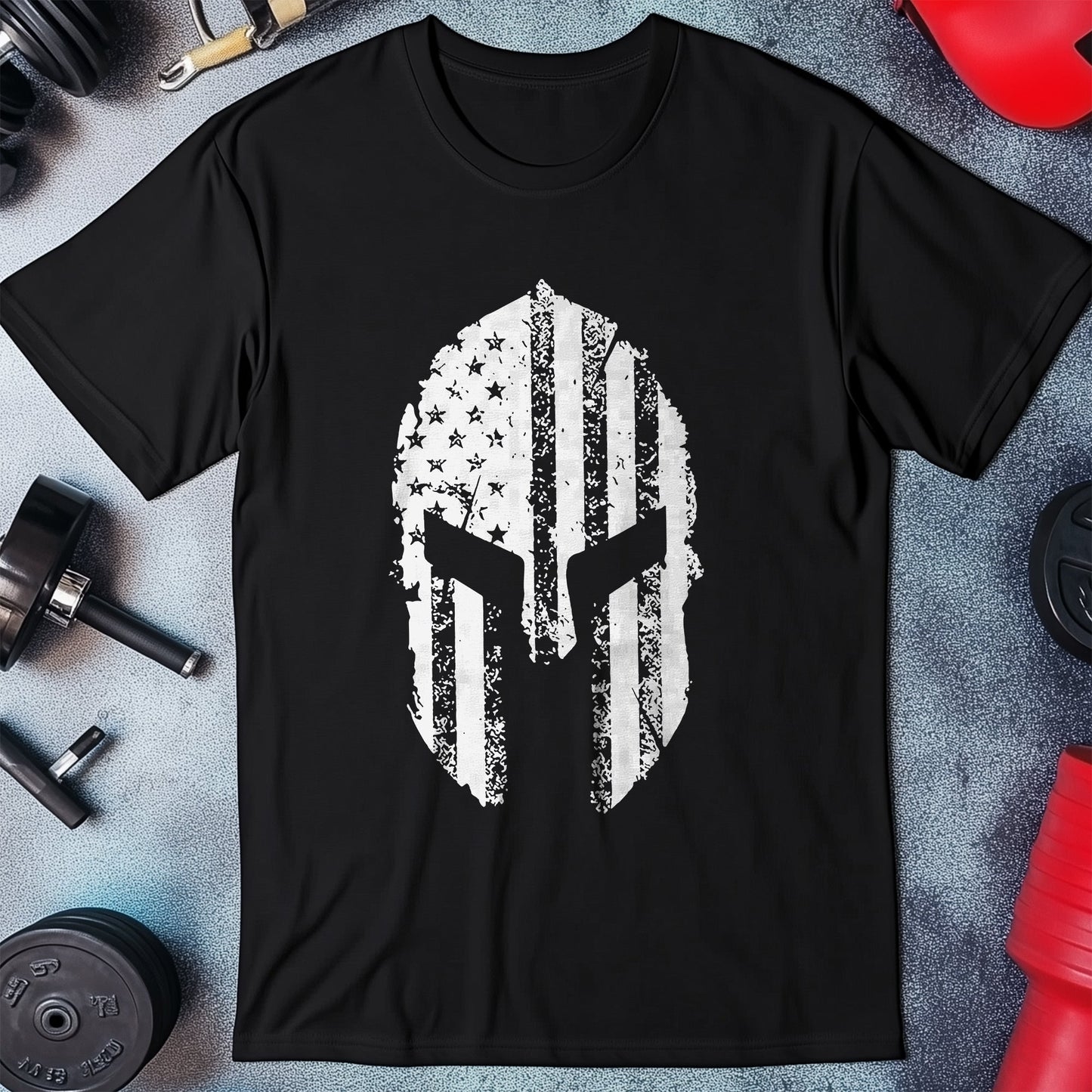 Spartan Helmet USA Flag T-shirt -