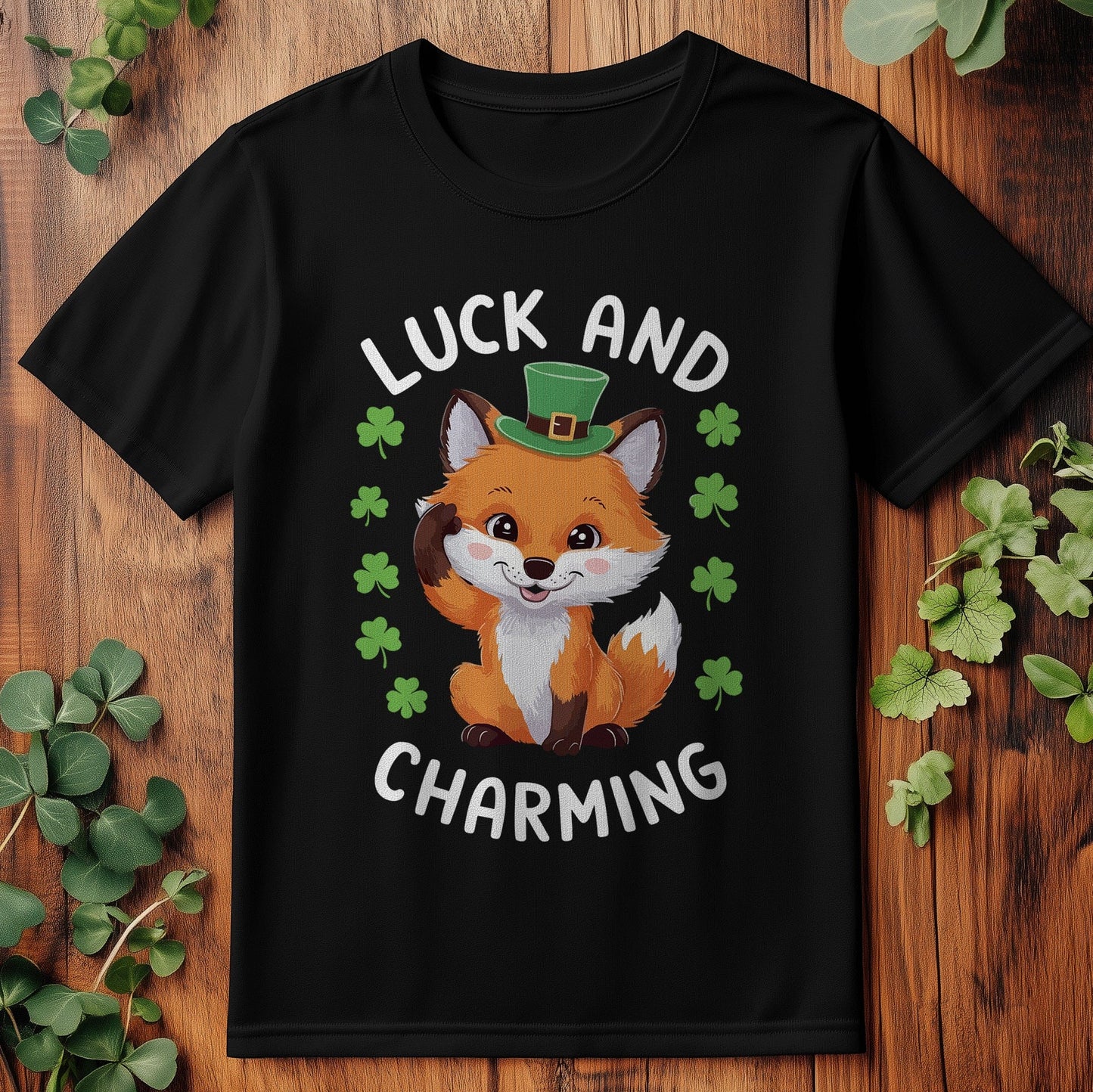 Fox in Shamrock Hat T-Shirt