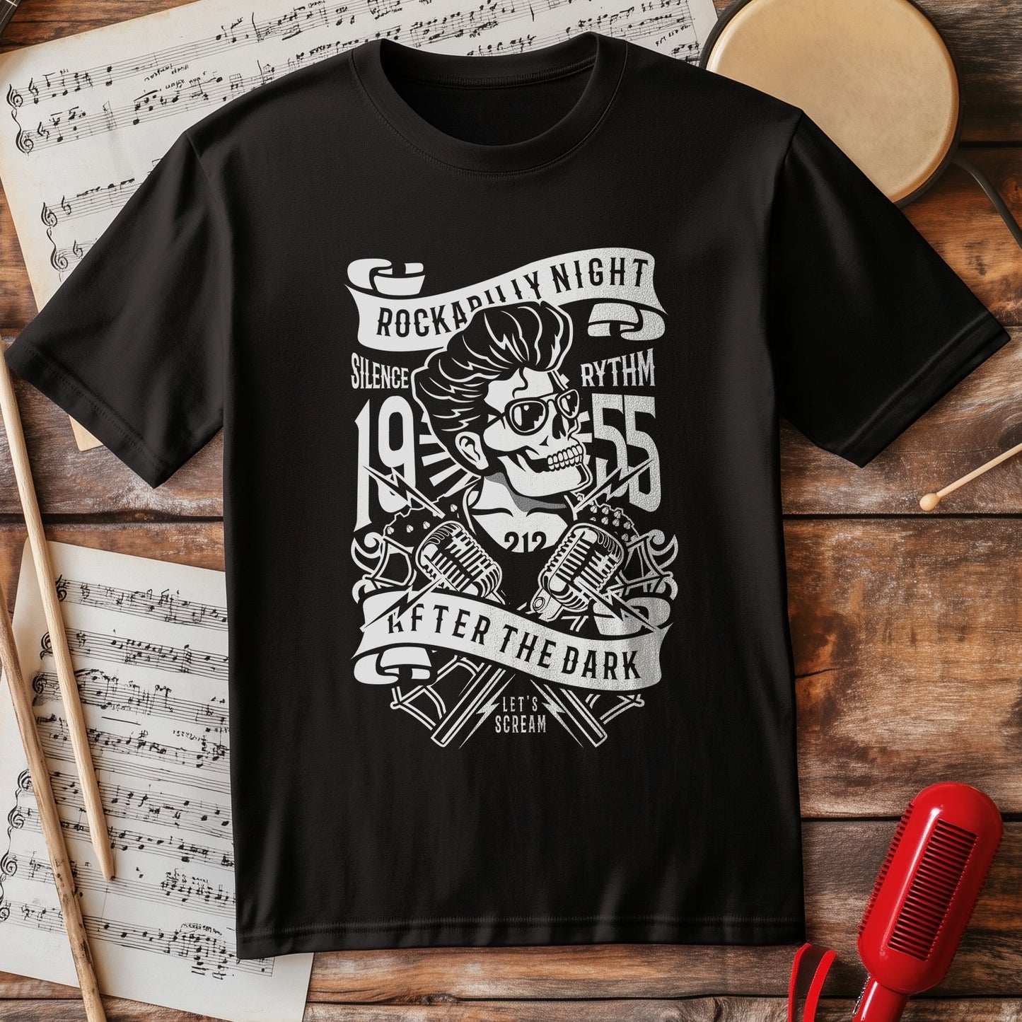Rockabilly Night T-Shirt - Skulls,