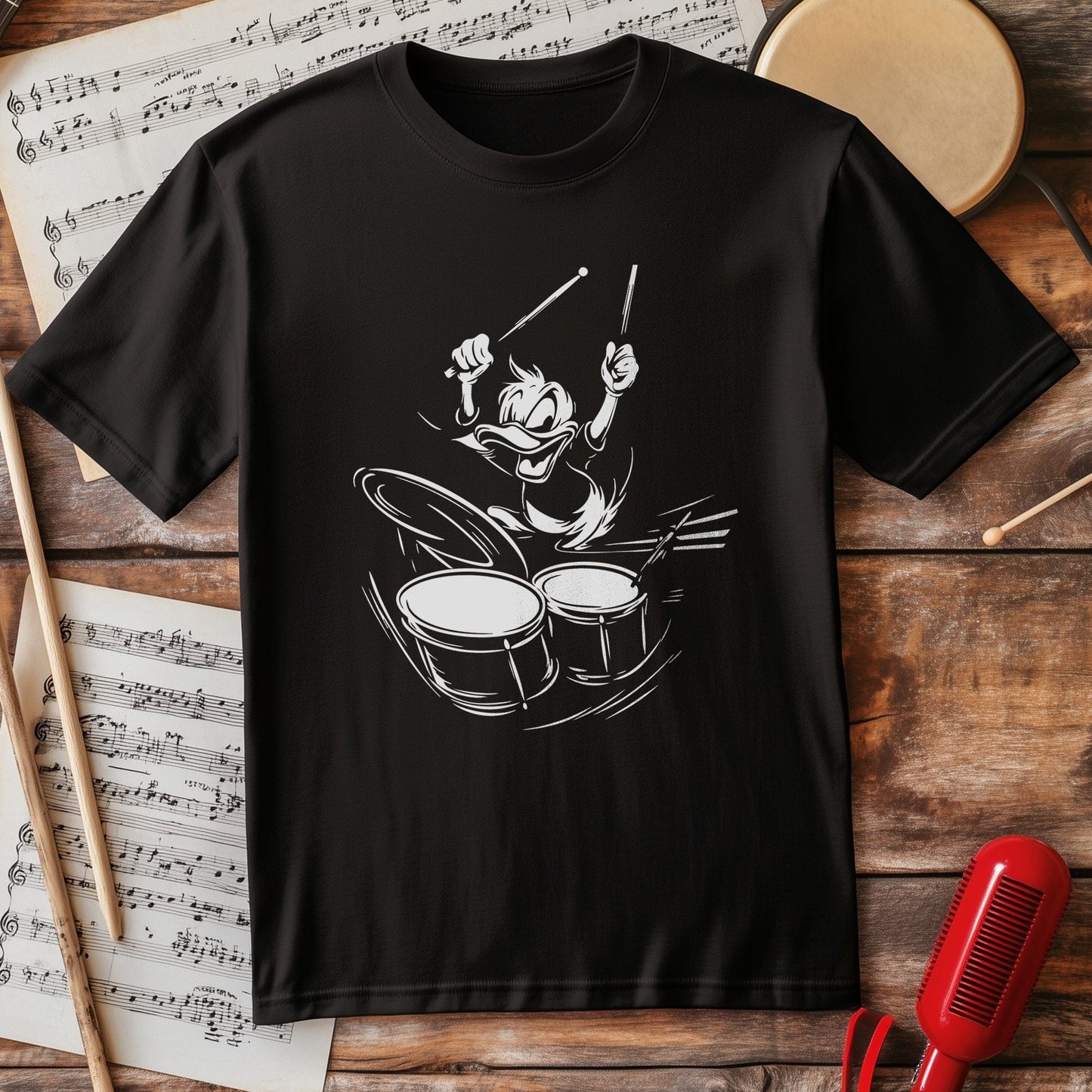 Quacking Beats: Duck Drummer T-Shirt -