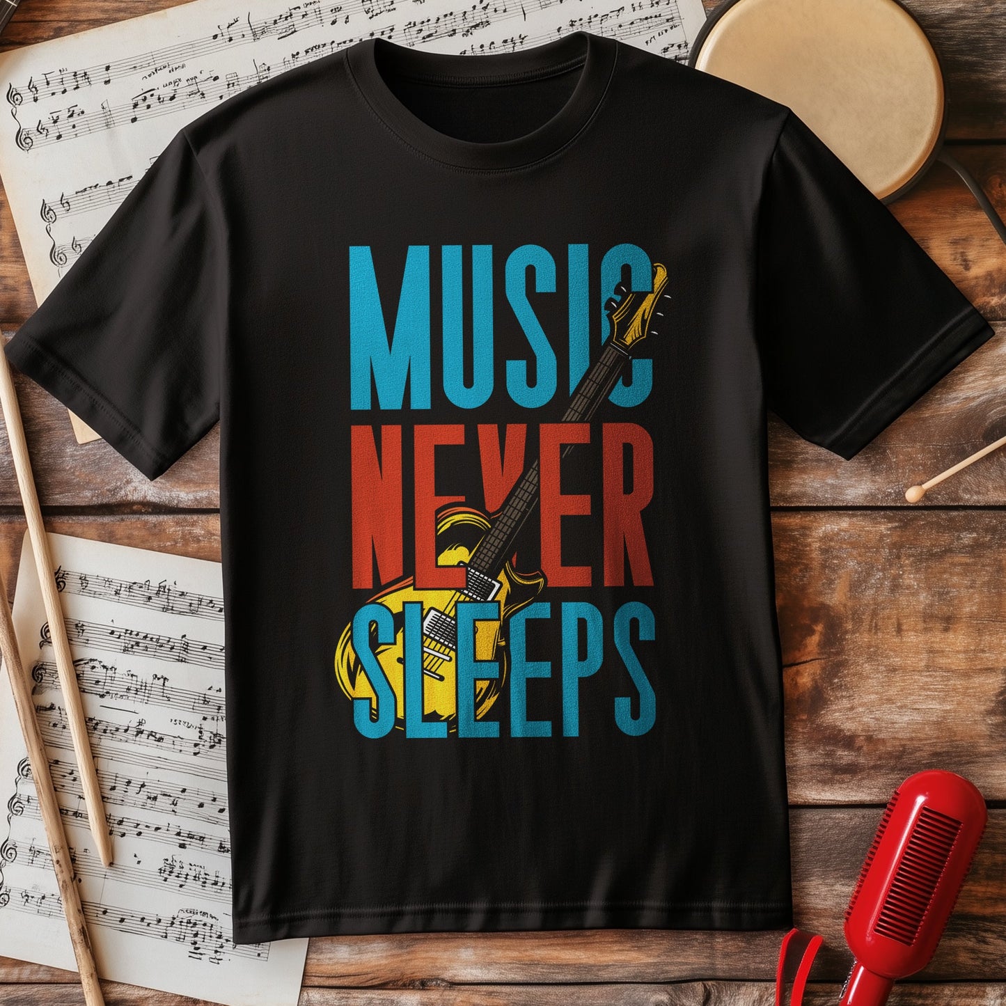 Music Never Sleeps t-shirt - For the