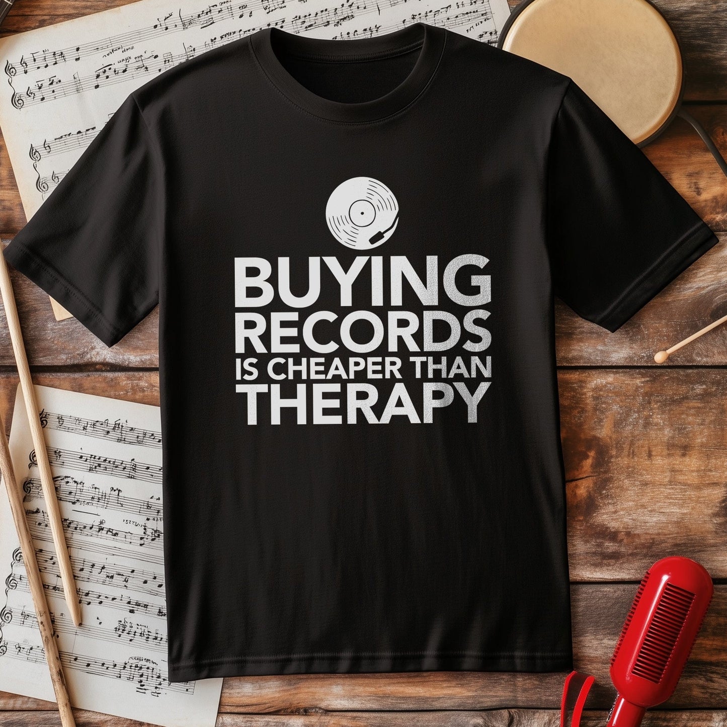 Buying Records: Cheaper Than Therapy T-shirt