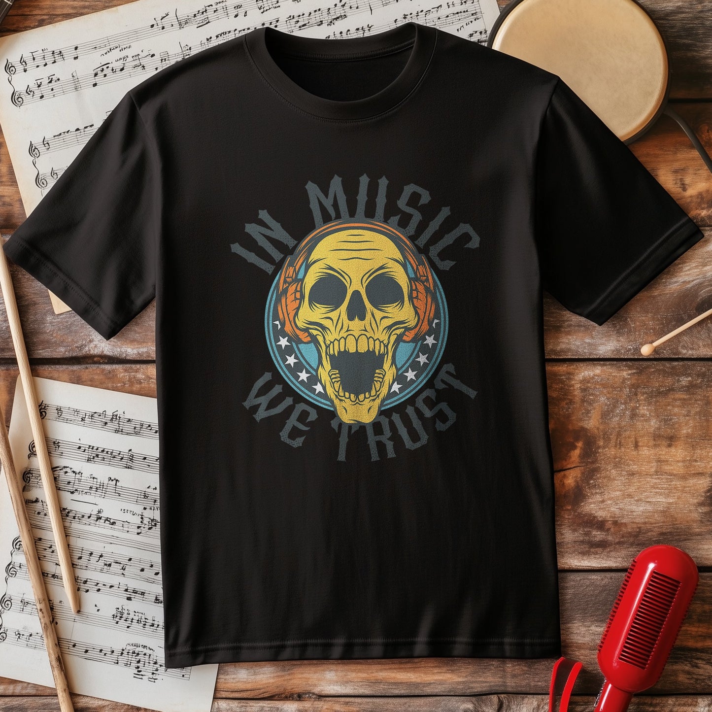In Music We Trust Skull T-Shirt -
