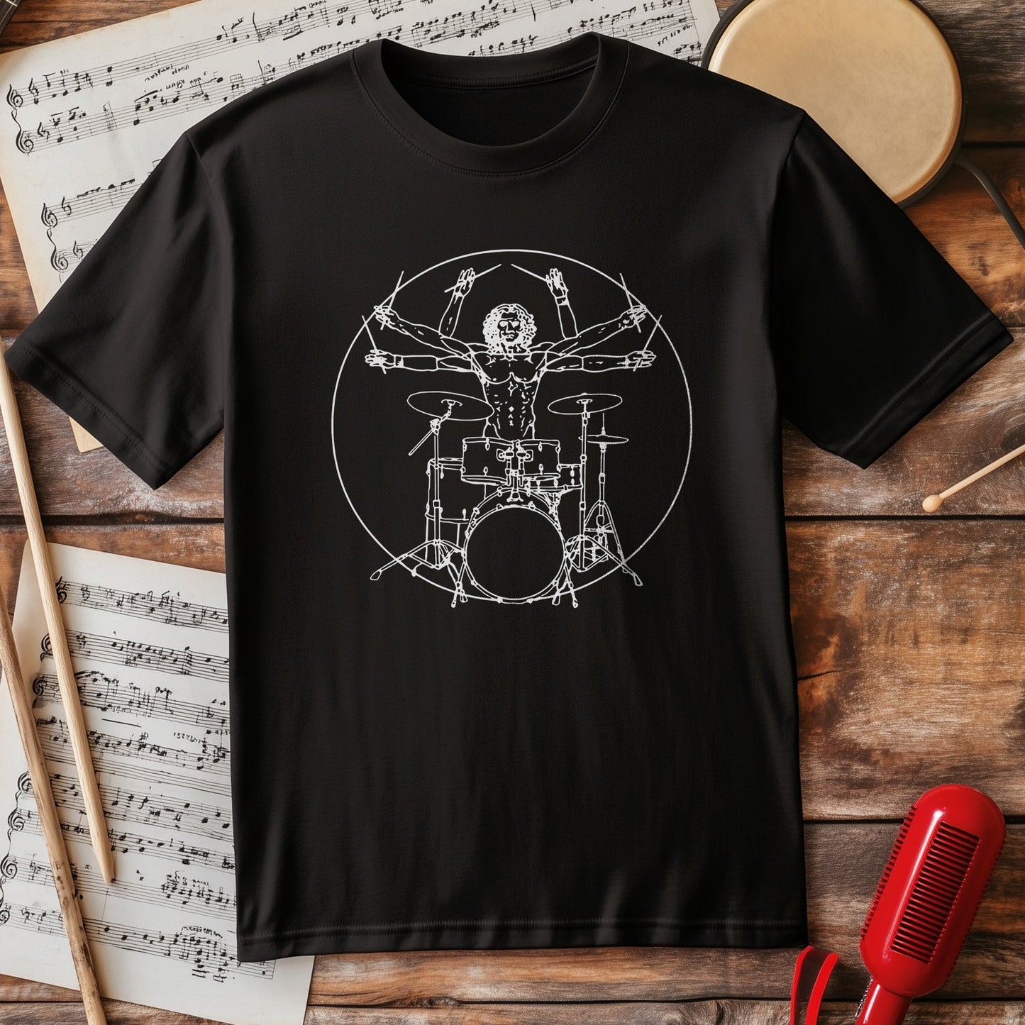 Vitruvian Drummer T-Shirt - Beat the