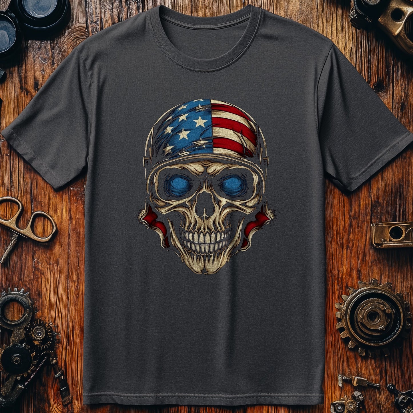USA Biker Skull T-Shirt - Unleash