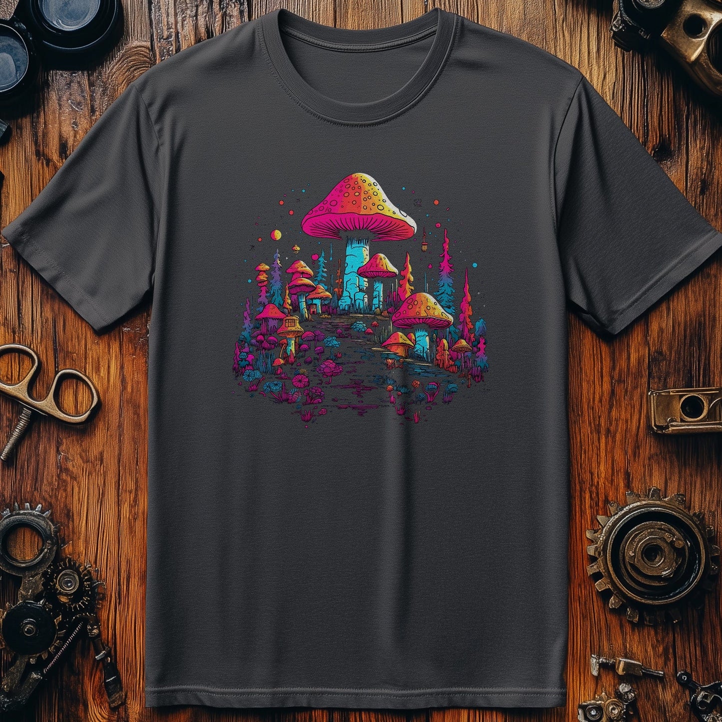 Trippy Mushroom City T-shirt ‚Äì Enter