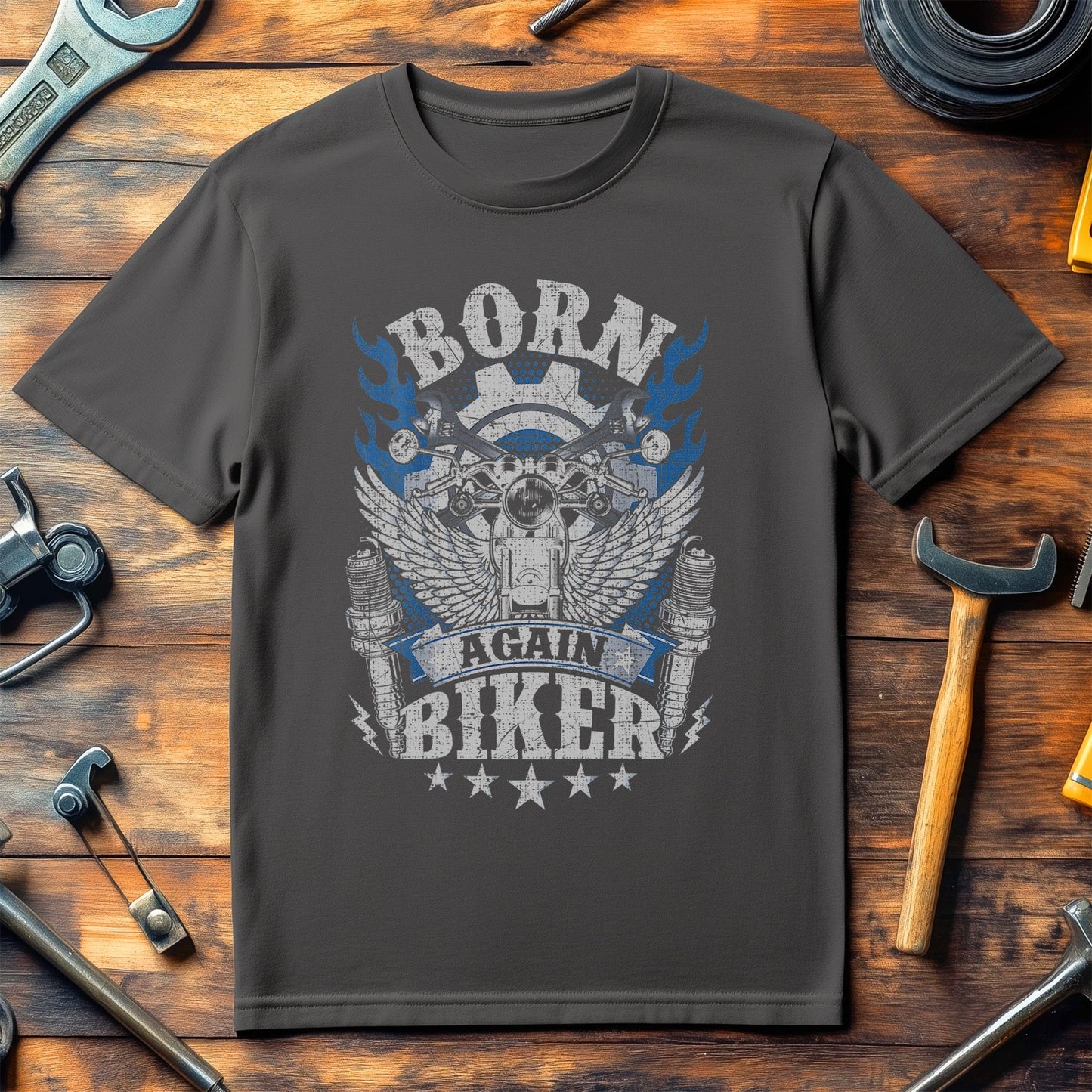 Biker Born Again Religious T-Shirt -