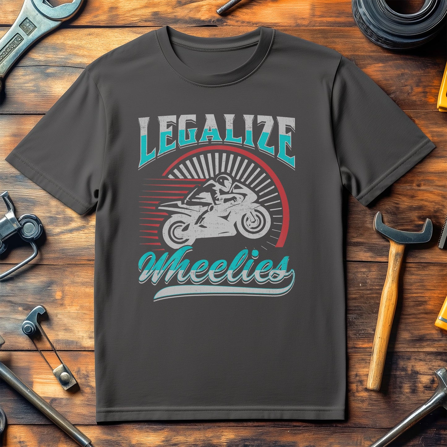 Wheelie Funny Biker T-Shirt - Rev Up